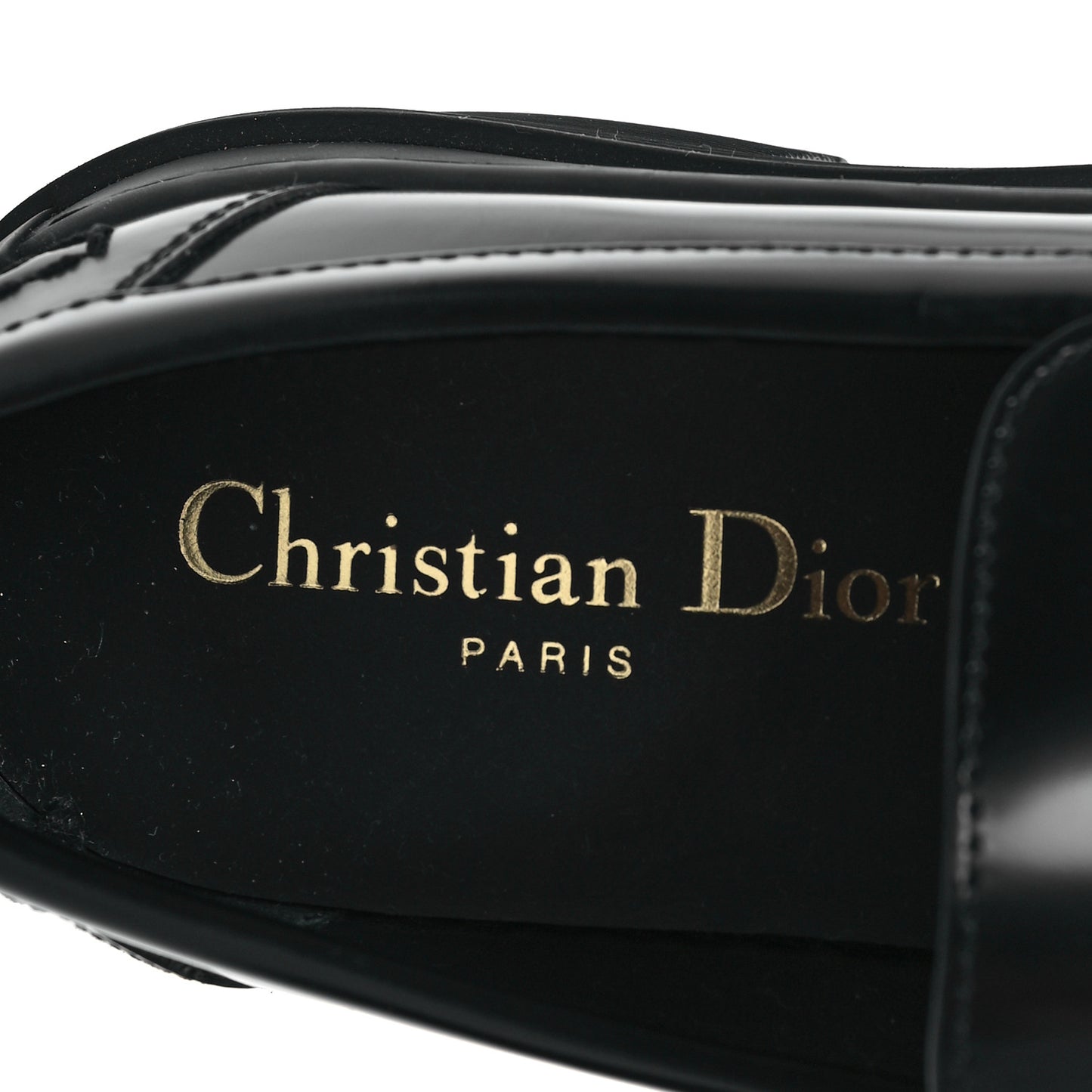 Brushed Calfskin Rubber Dior Code Cap Toe Lug Sole 15mm Loafers 35 Black