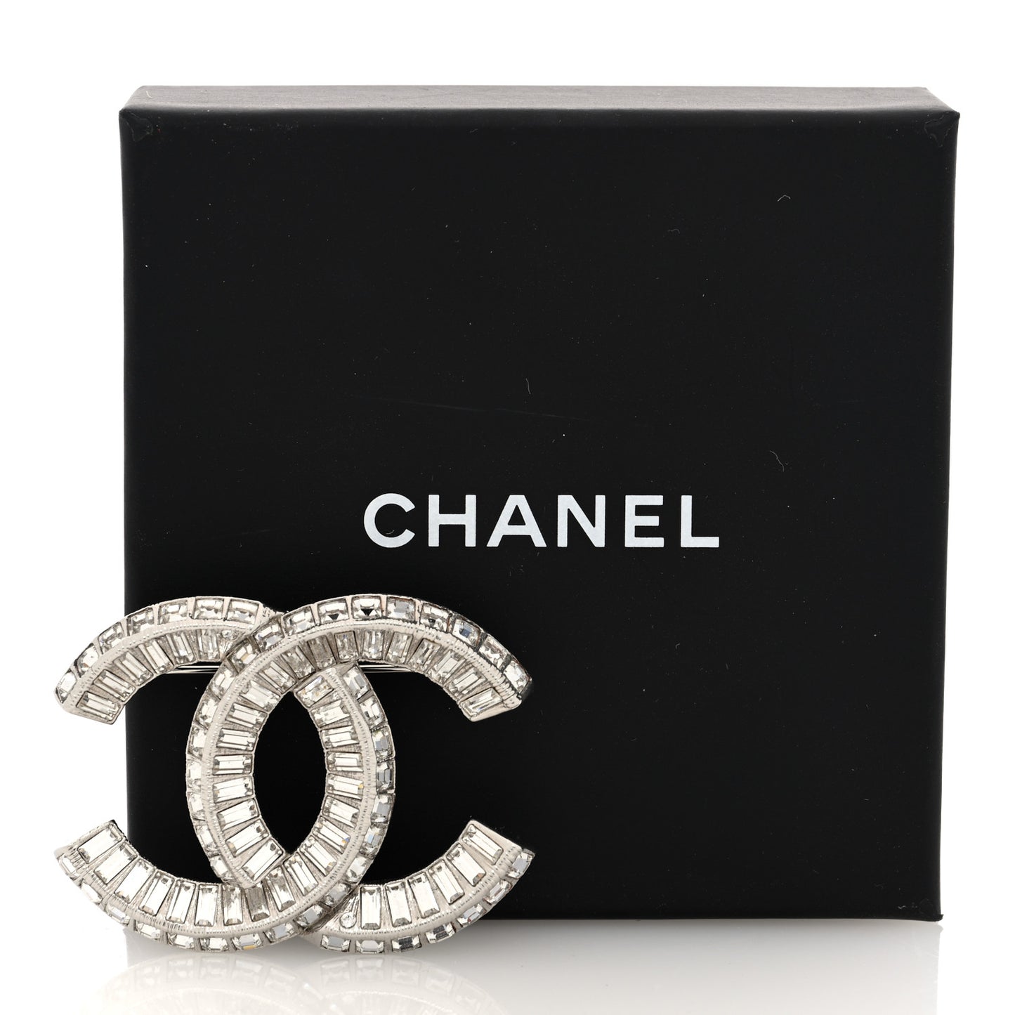 Baguette Crystal CC Brooch Silver
