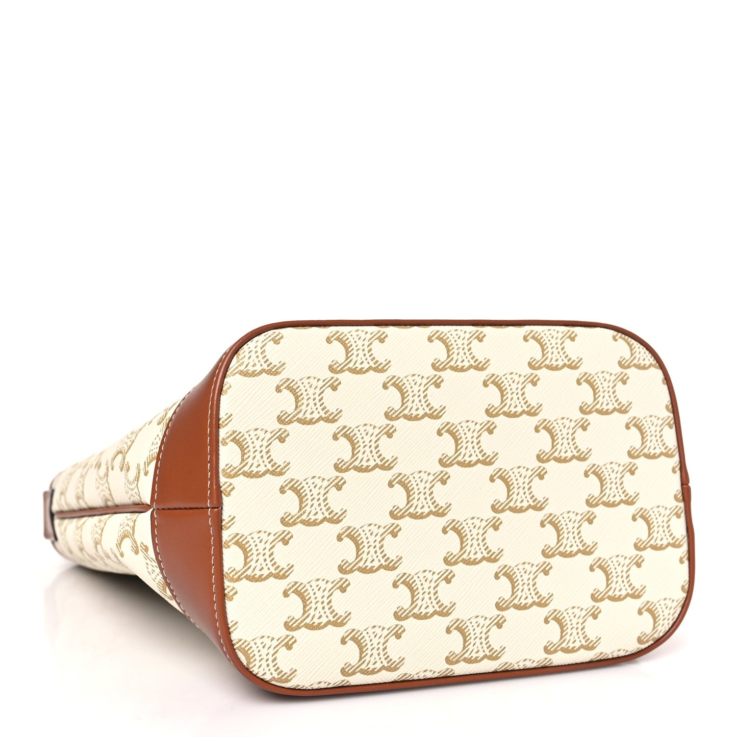 Triomphe Canvas Calfskin Small Bucket Bag White