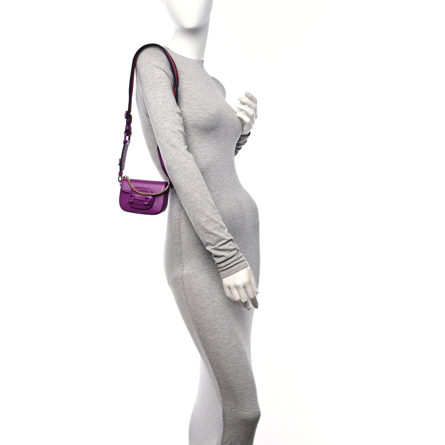Azalea Calfskin Web Monochrome Horsebit 1955 Wallet On Strap Purple