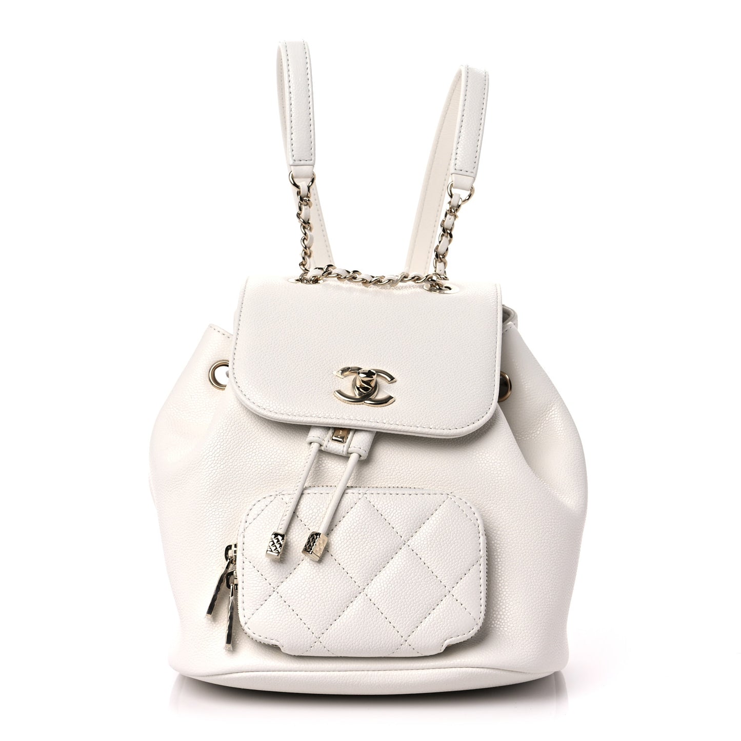 Caviar Quilted Mini Business Affinity Backpack White