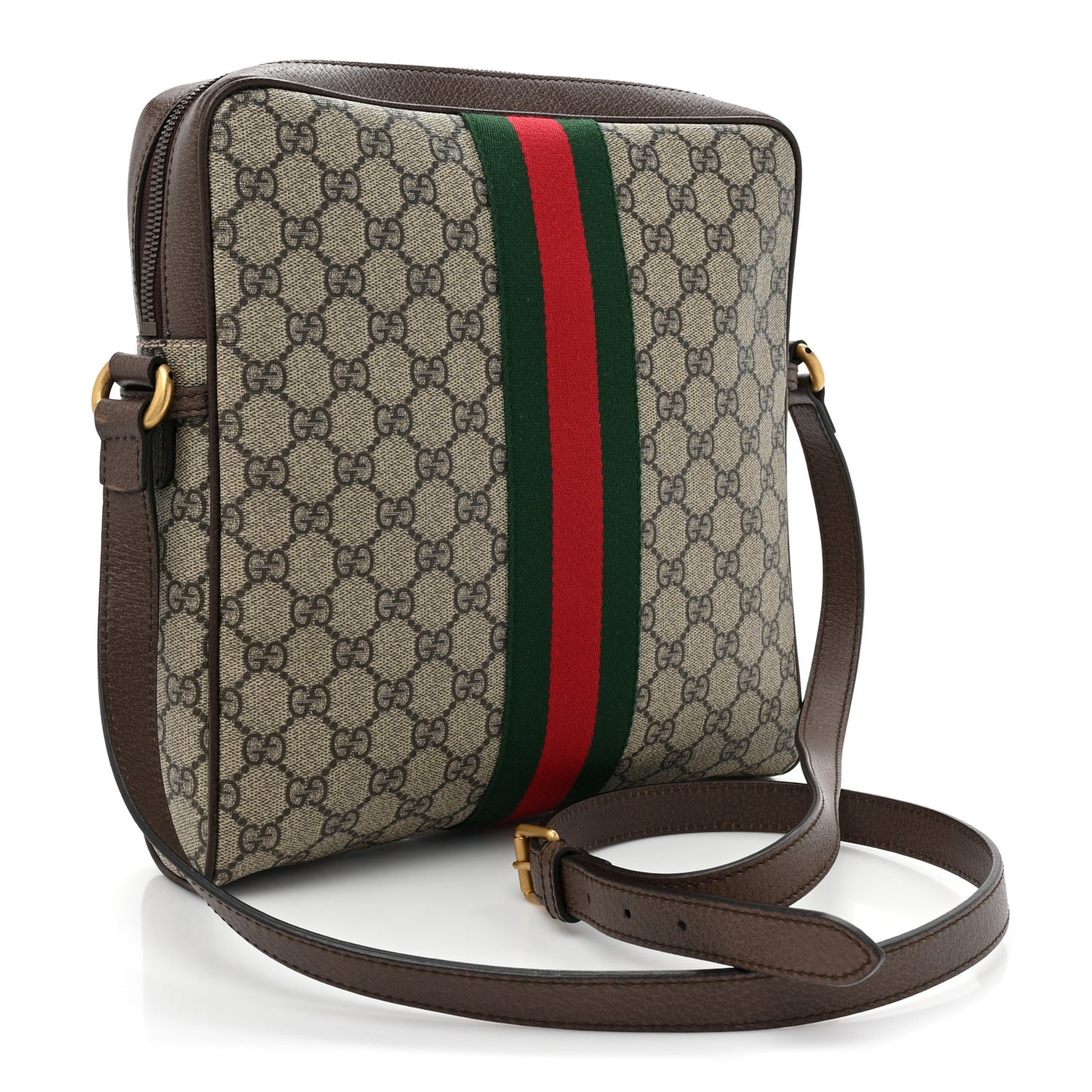 GG Supreme Monogram Web Medium Ophidia Messenger Bag Brown