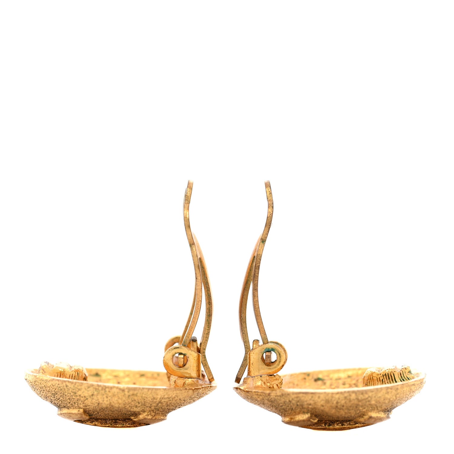 Chanel Metal CC Button Clip On Earrings Gold 3 of 6