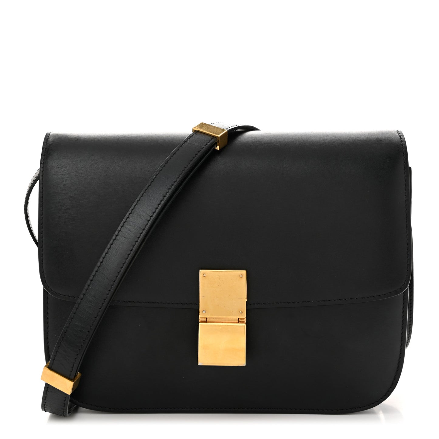 Box Calfskin Medium Classic Box Flap Bag Black