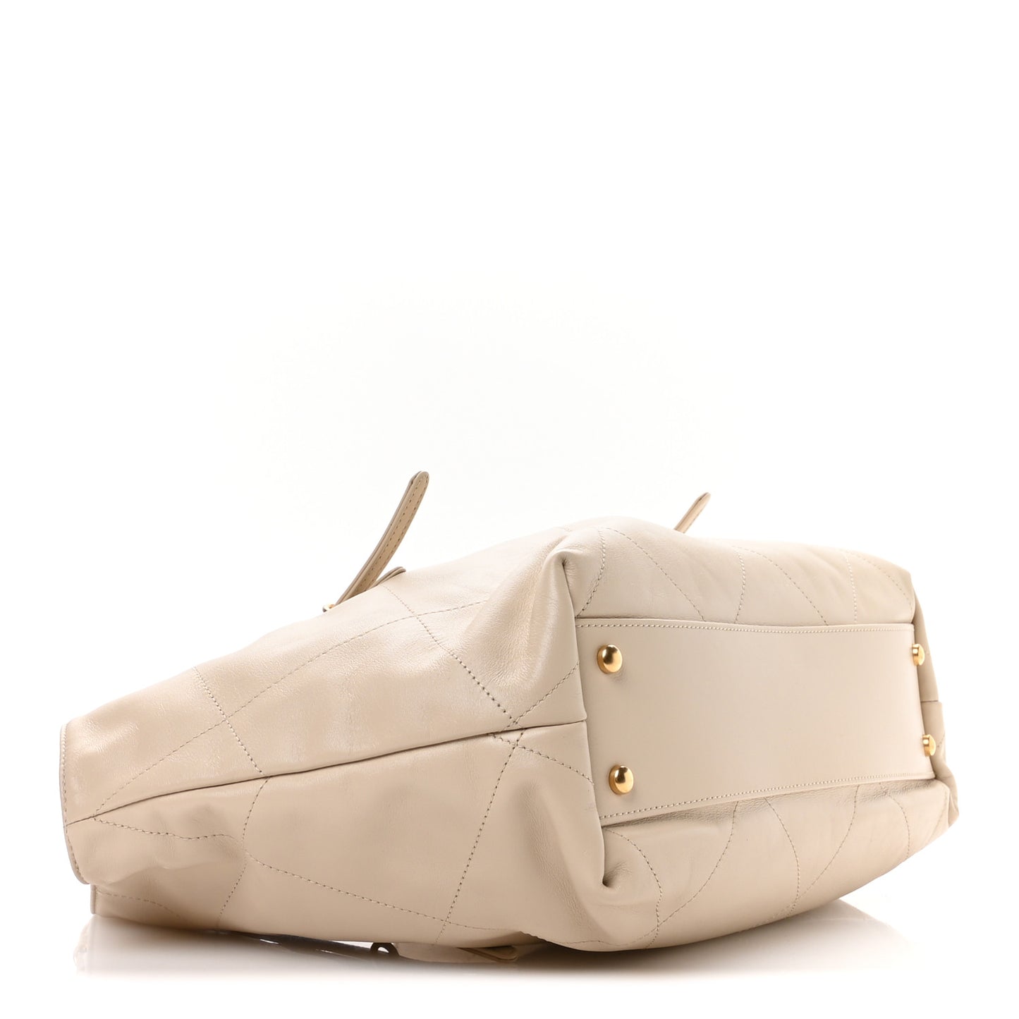 Calfskin Quilted Maxi Coco Large Shopping Bag Beige