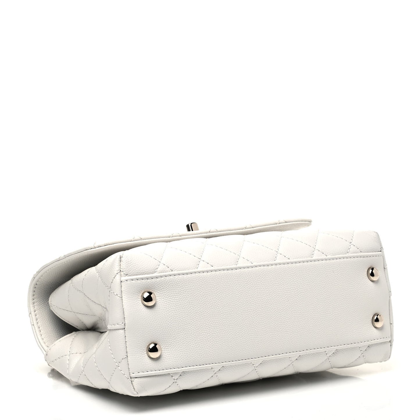 Caviar Quilted Mini Coco Handle Flap White