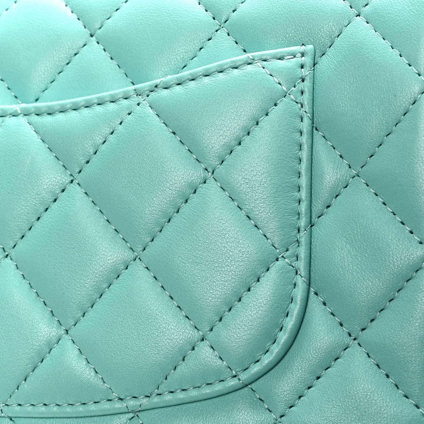 Lambskin Quilted Mini Rectangular Flap Turquoise