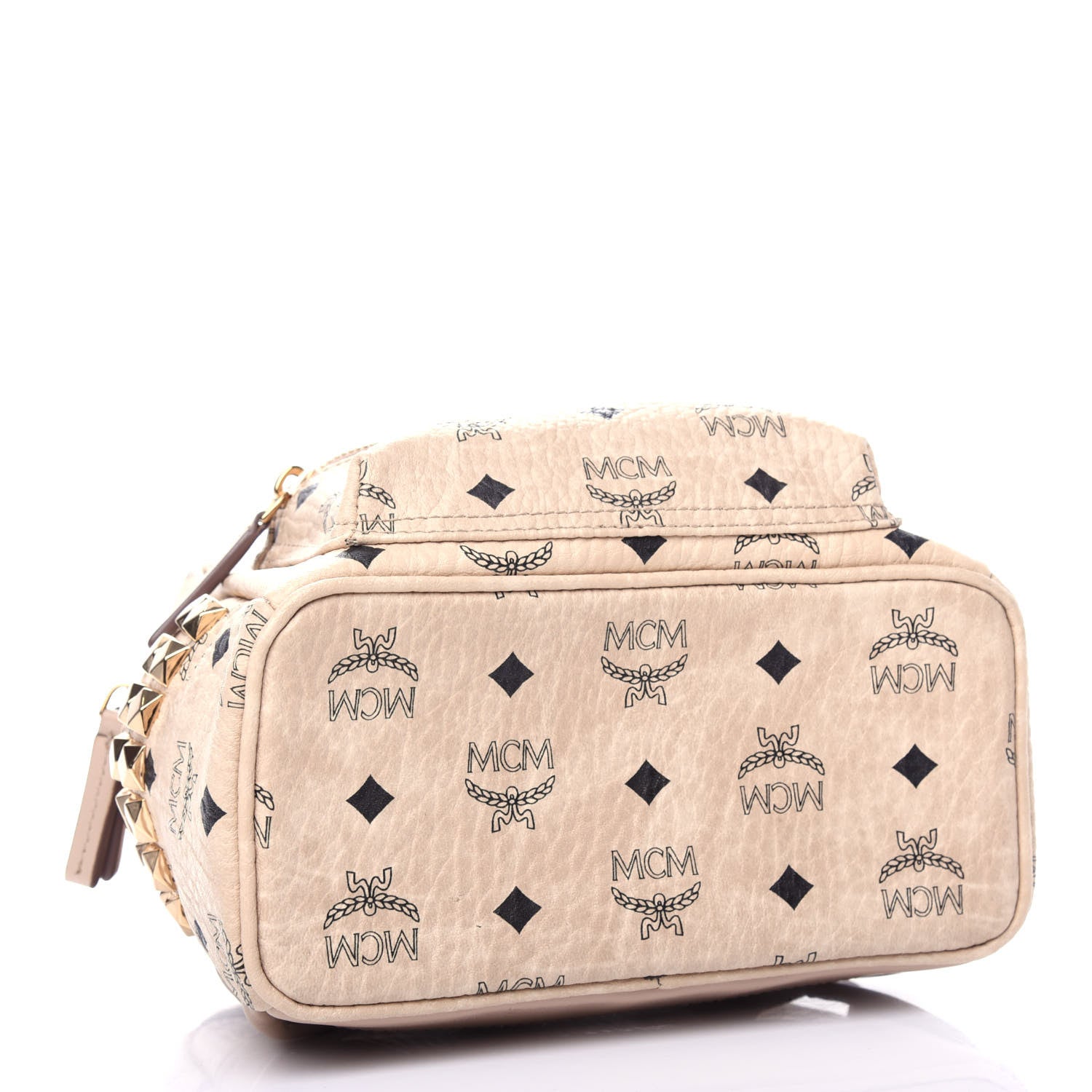 MCM Visetos Small Side Stud Stark Backpack Beige 4 of 9