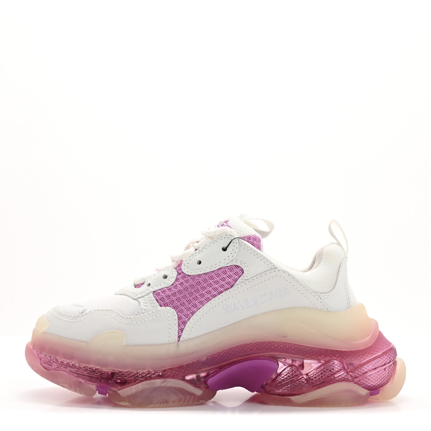 Fabric Mesh Clear Sole Womens Triple S Sneakers 36 White Pink