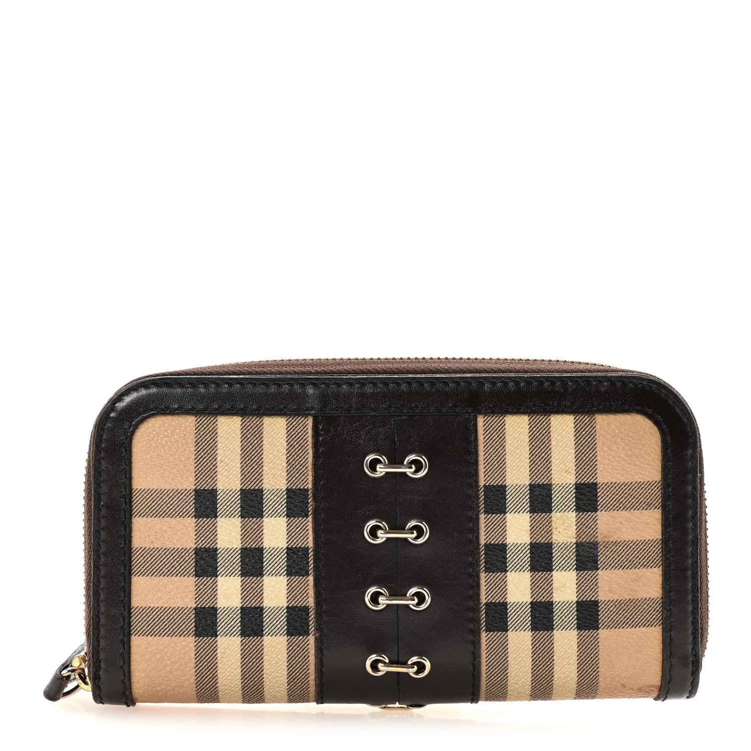Burberry財布 Burberry Haymarket Check Large Zip Around Wallet Brown 1797654