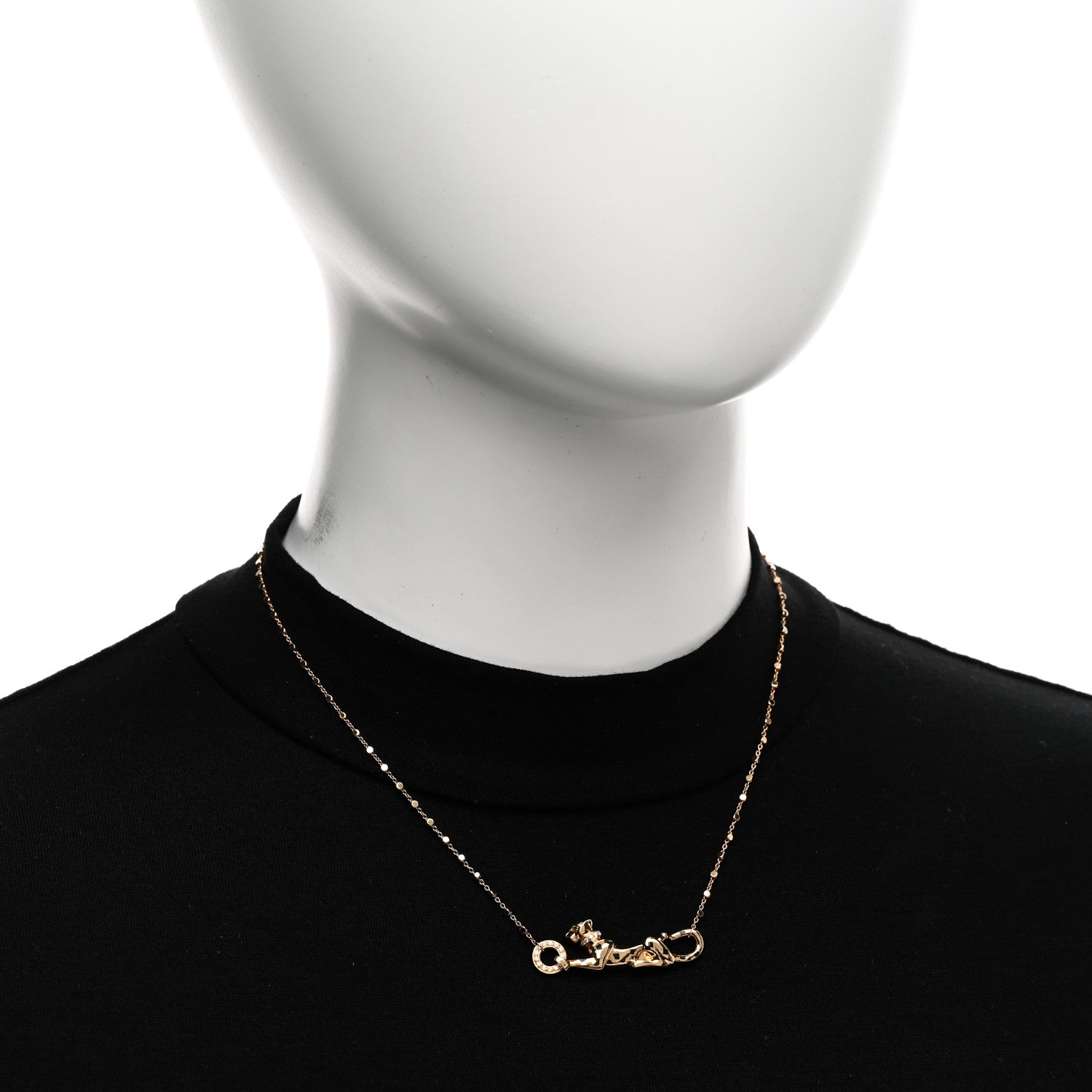 Cartier 18K Yellow Gold Diamond Tsavorite Black Lacquer Panthere De Cartier Necklace 2 of 5