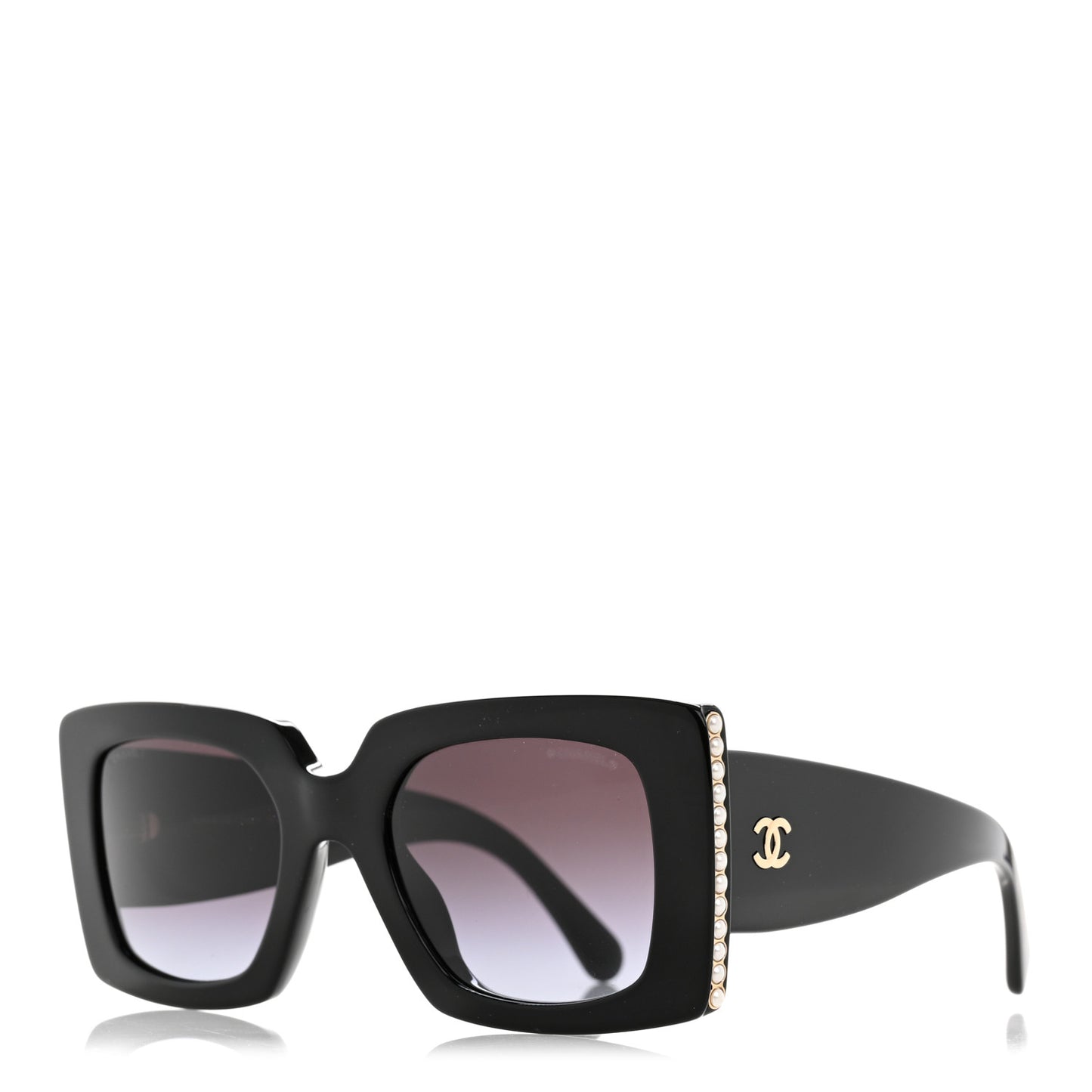 Acetate Pearl Rectangle Sunglasses 5480-H-A Black