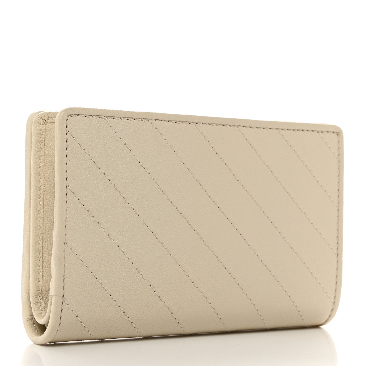 Sakai Be Green Calfskin Diagonal Stitched Blondie Travel Wallet Mystic White