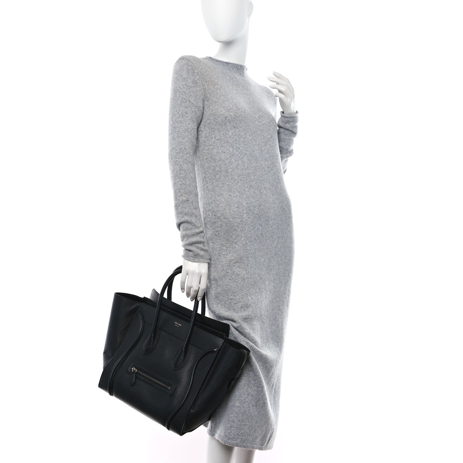 Celine Drummed Calfskin Mini Luggage Black 2 of 11