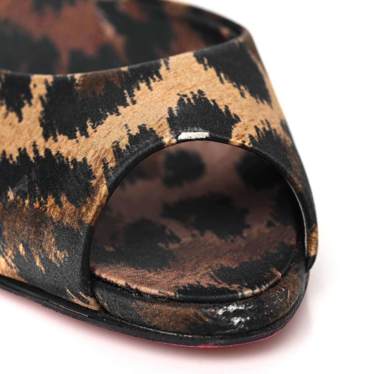 Christian Louboutin Satin Leopard Print Me Dolly 85 Sandals 38 Black 10 of 10