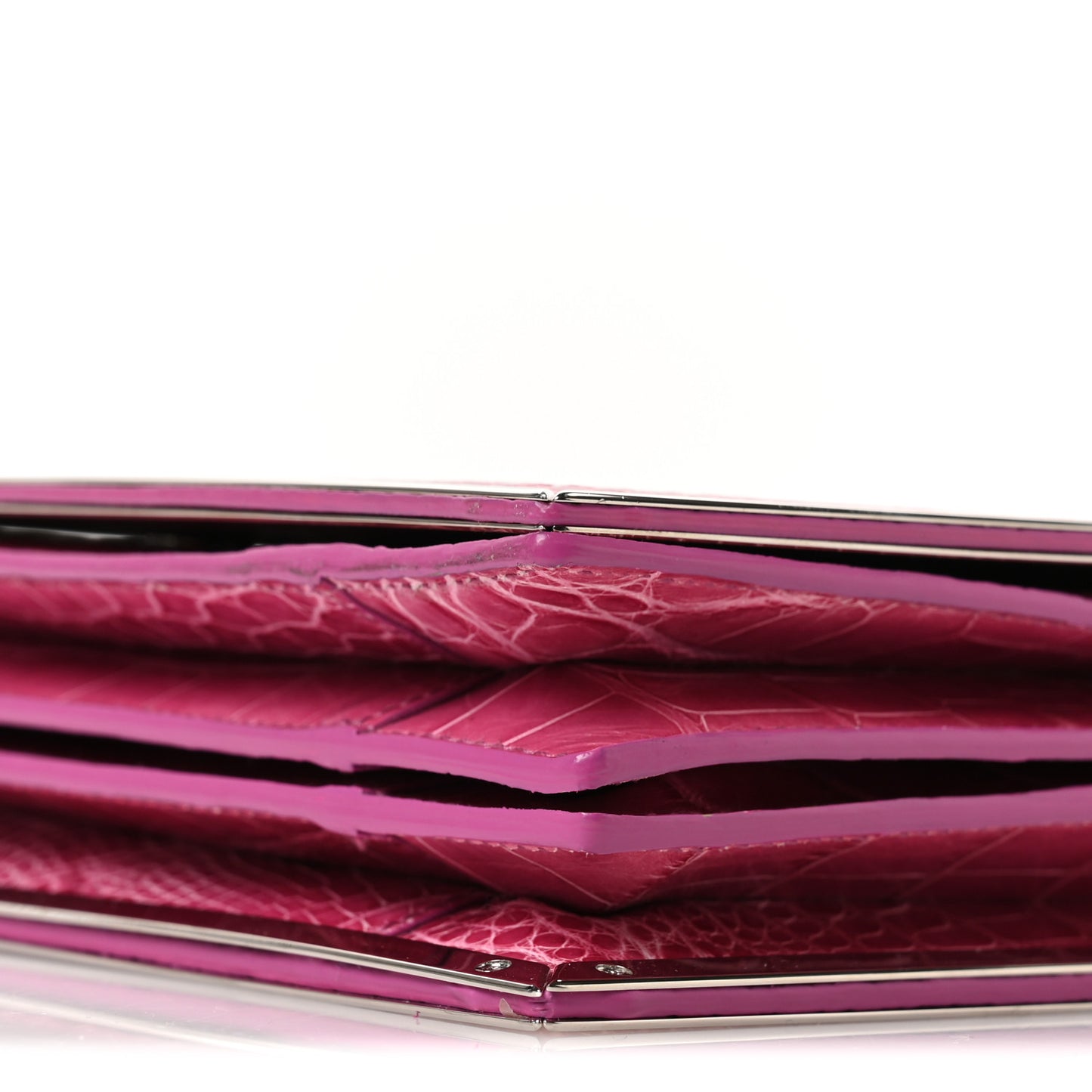 Crocodile Bar Clutch Crossbody Bag Pink