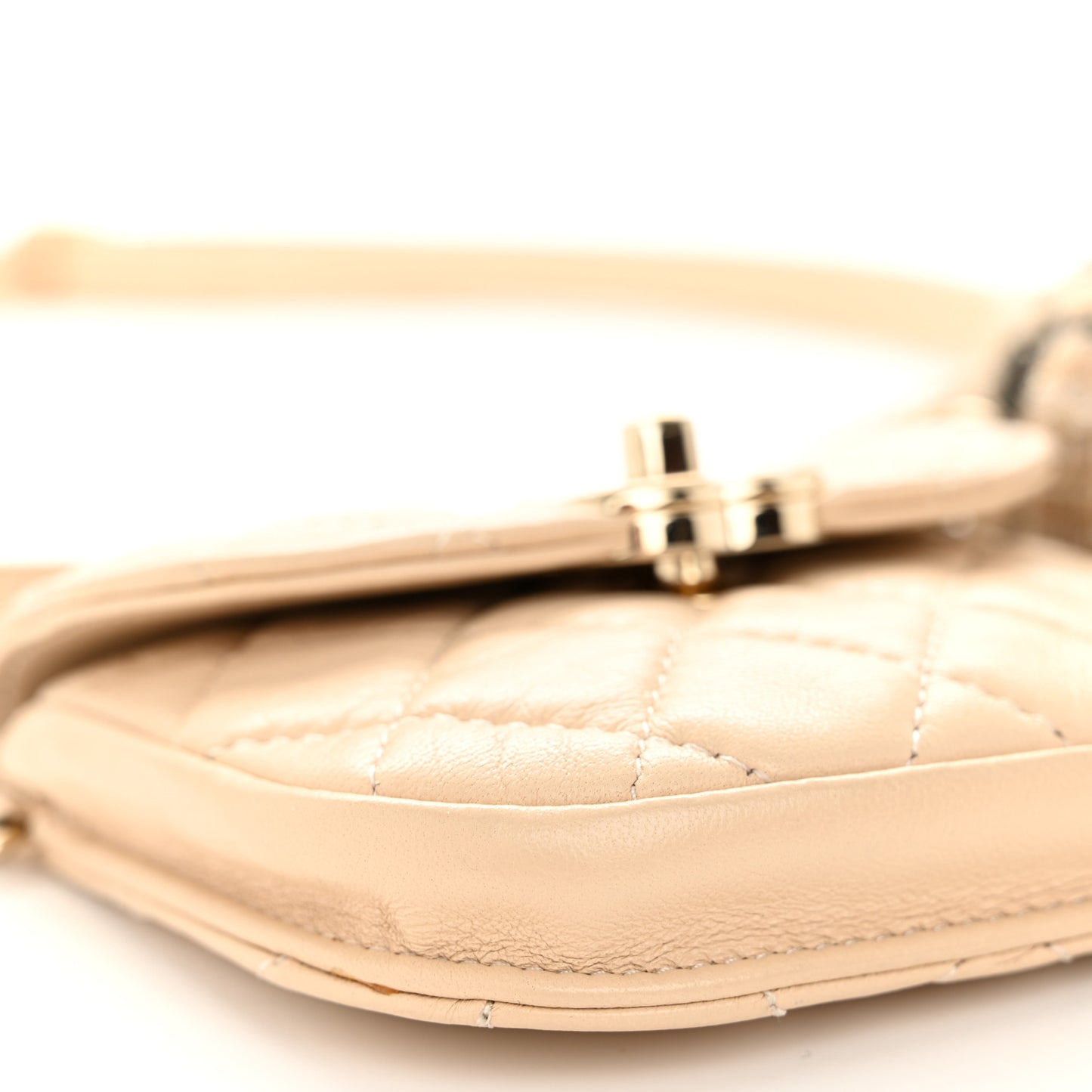 Tweed Lambskin Quilted Waist Bag With Coin Purse Beige