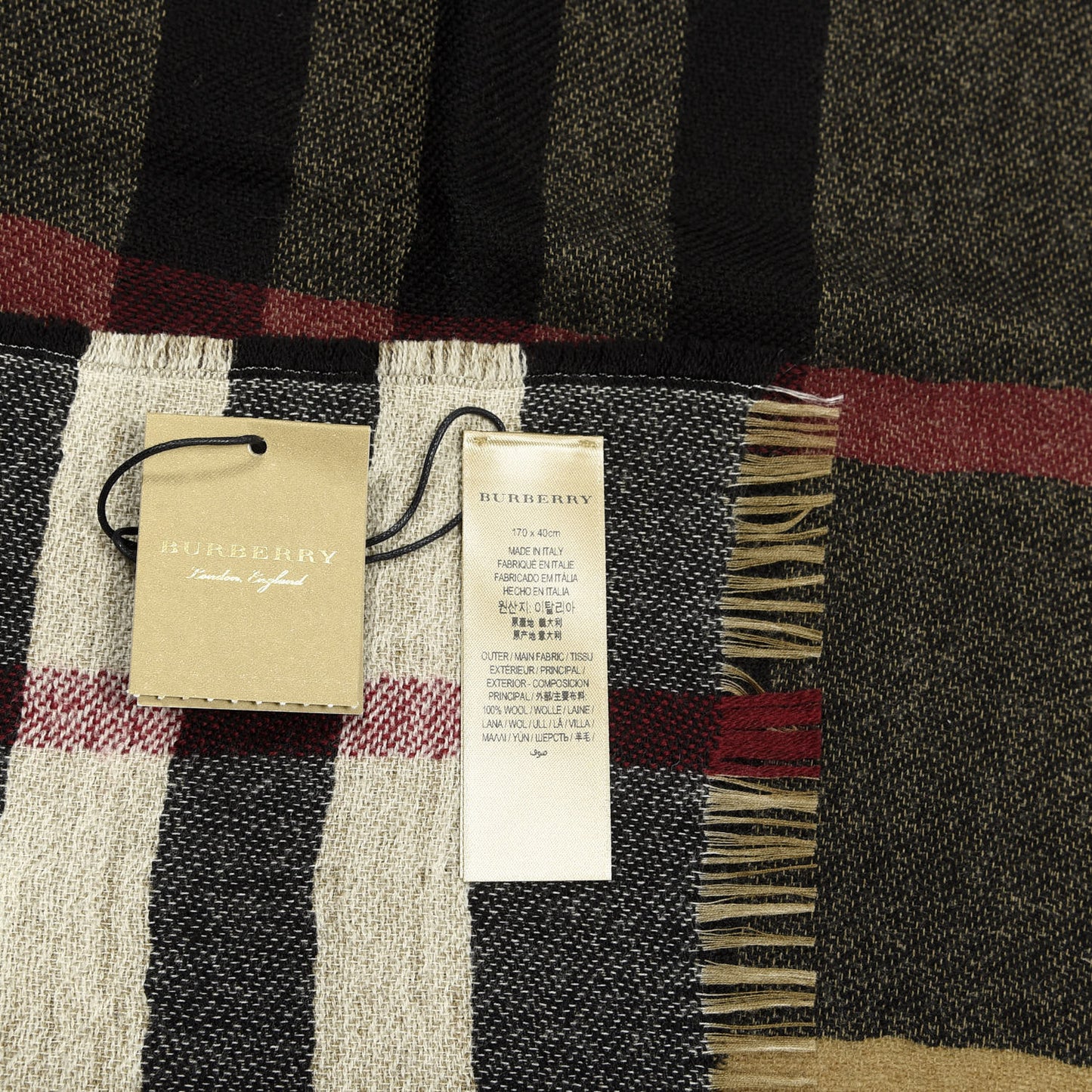 Wool Giant Check Scarf Black