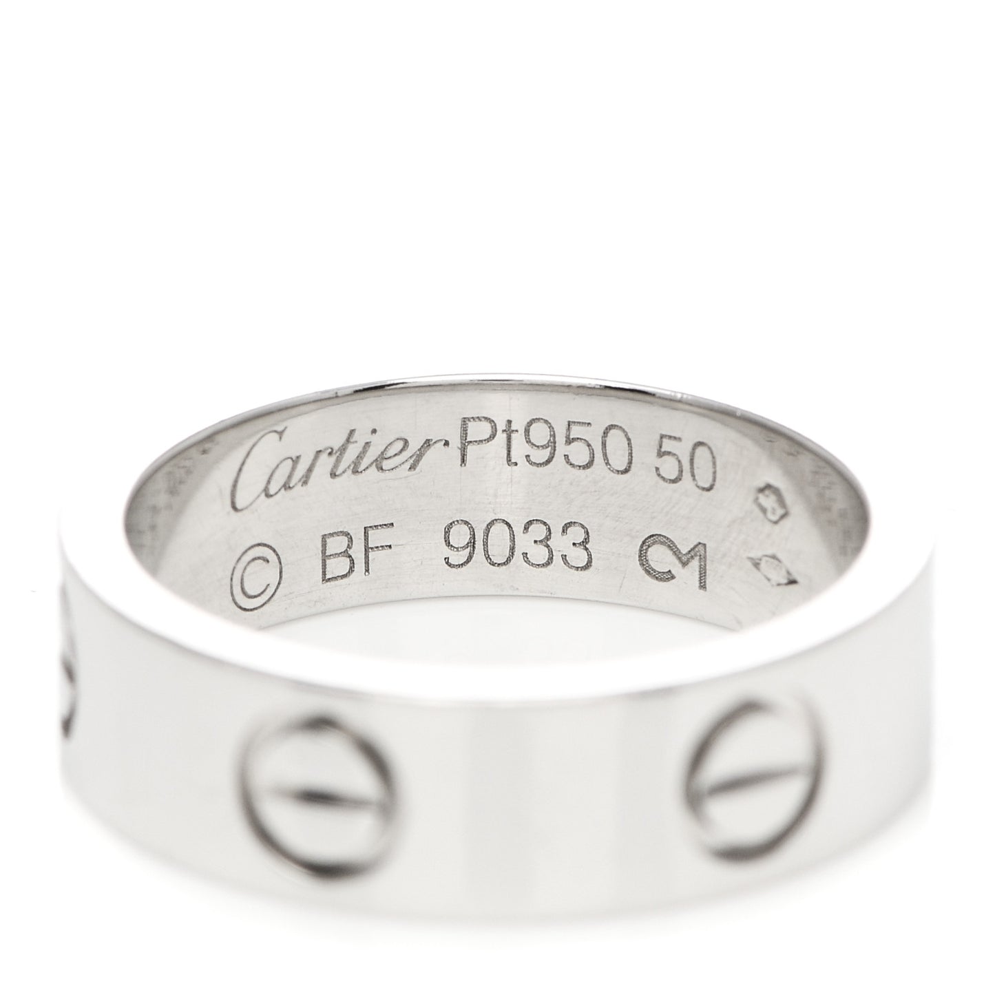 Platinum 5.5mm LOVE Ring 50 5.25