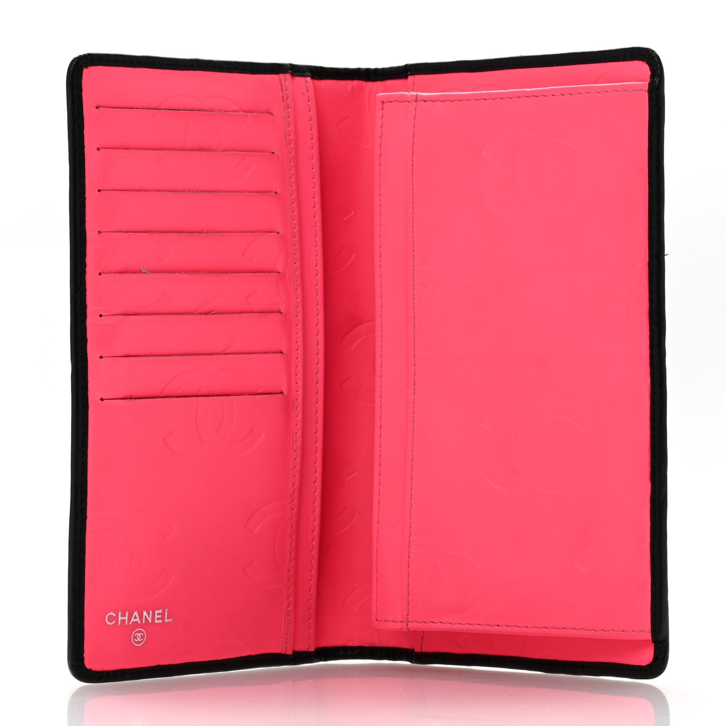 Calfskin Quilted Cambon Yen Wallet Black
