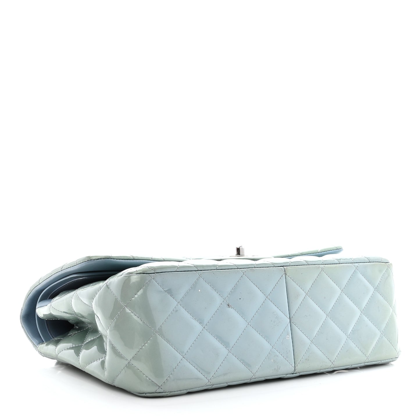 Patent Quilted Jumbo Double Flap Blue