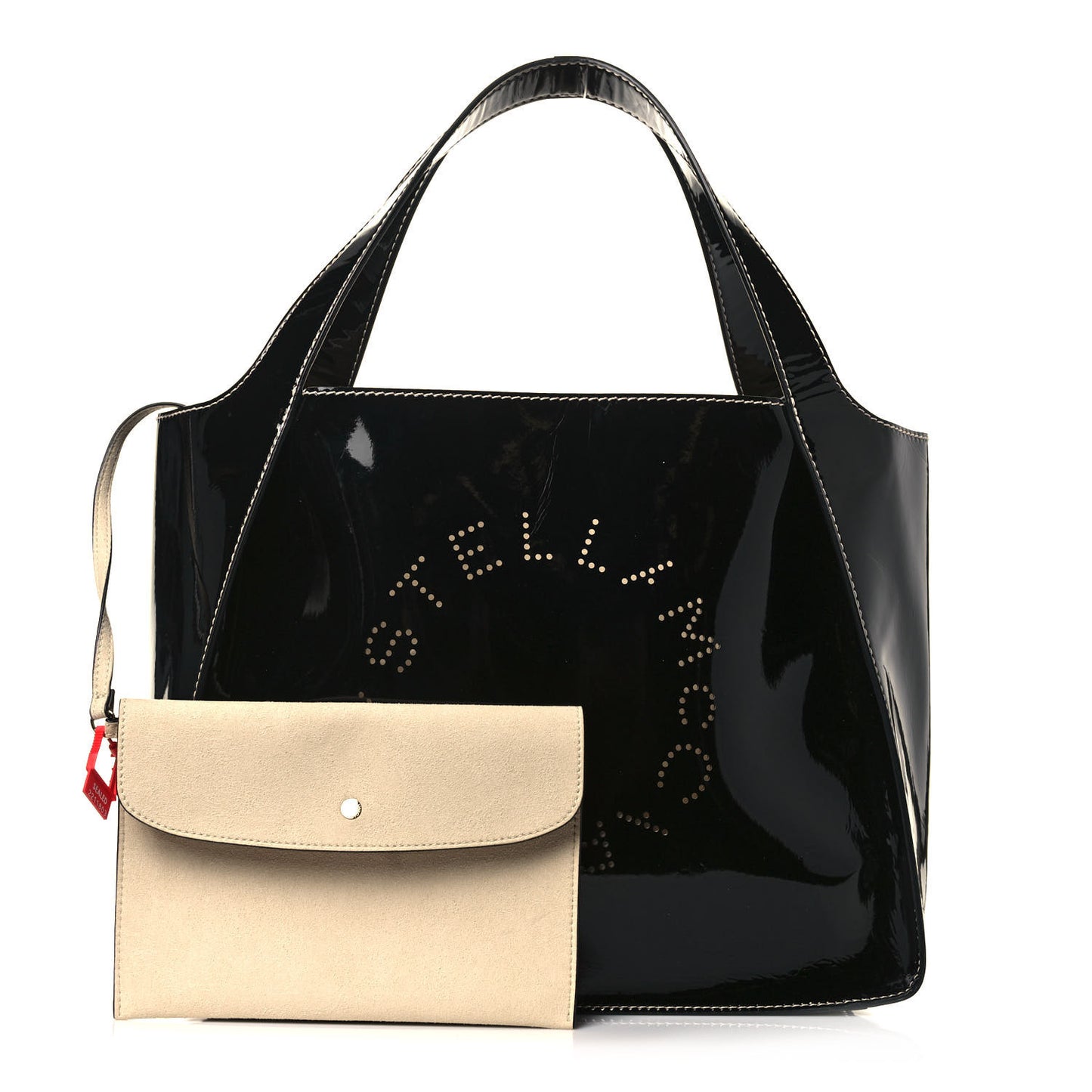 Eco Alter Patent East West Perforated Tote Black