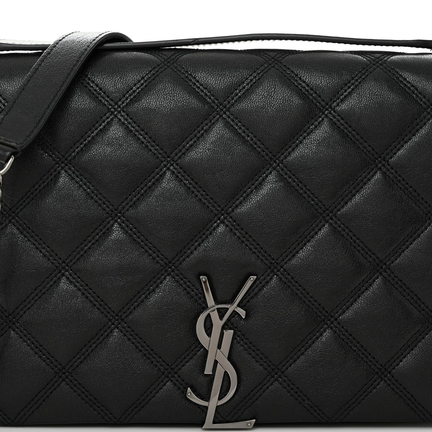 Lambskin Diamond Quilted Becky Chain Wallet Black
