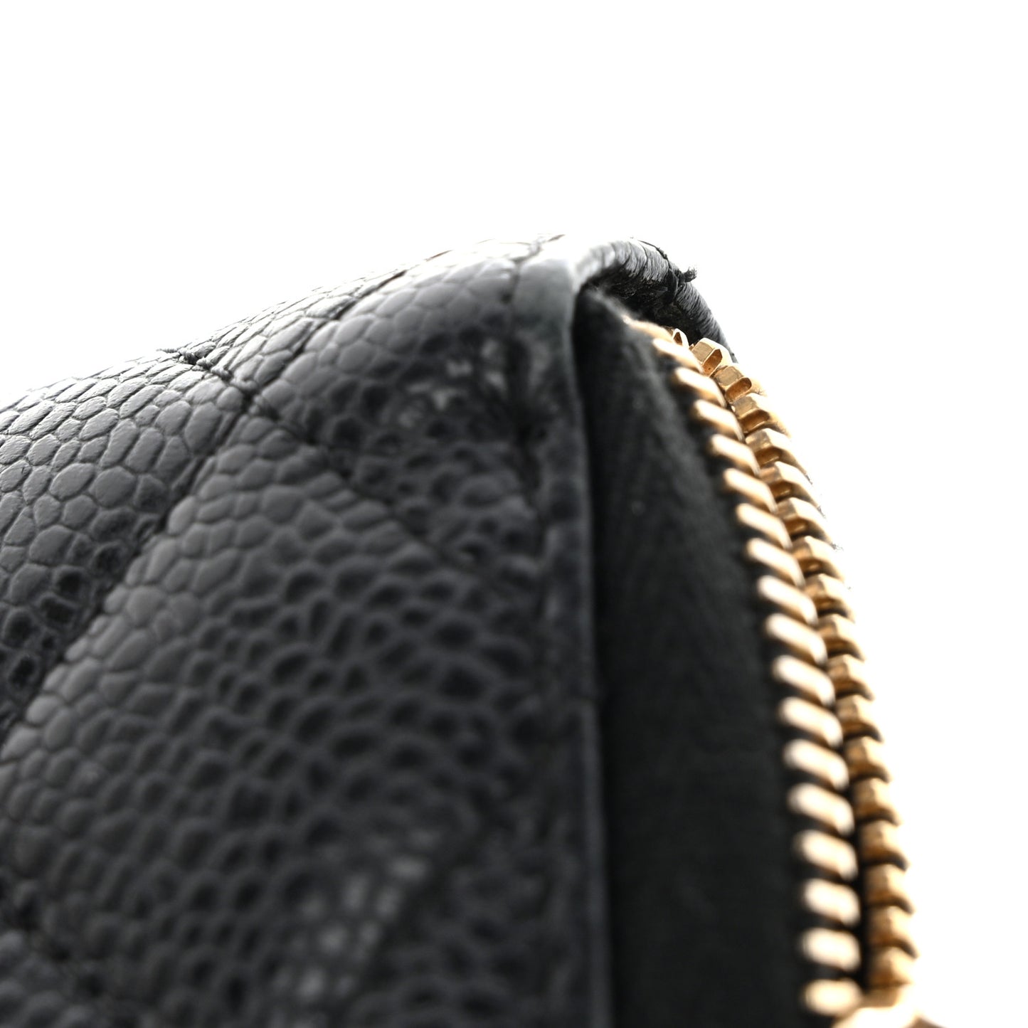 Caviar Quilted Large Gusset Zip Around Wallet Black