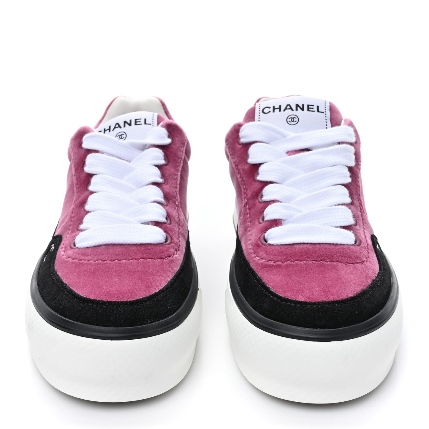 Calfskin Velvet Womens CC Sneakers 35.5 Navy