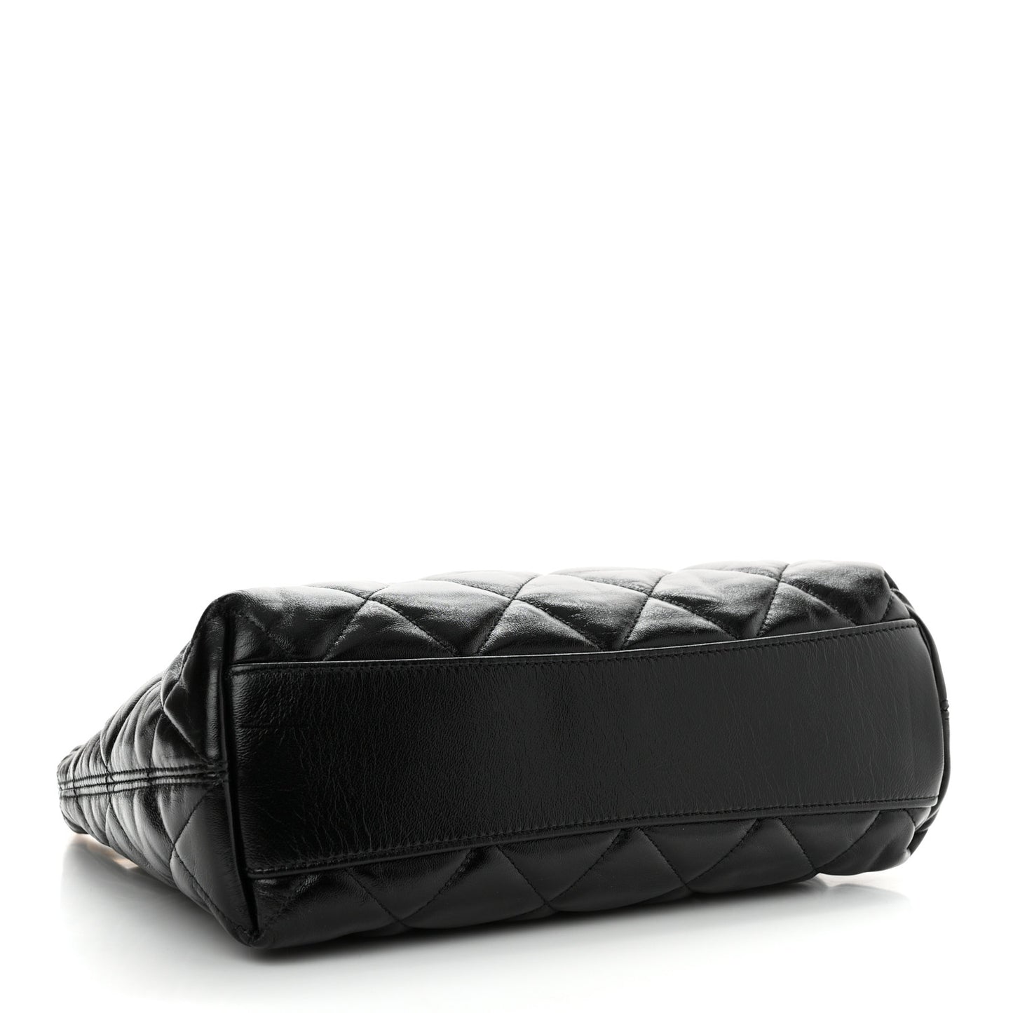 Shiny Crumpled Lambskin Quilted Medium CC Funky Town Hobo Black