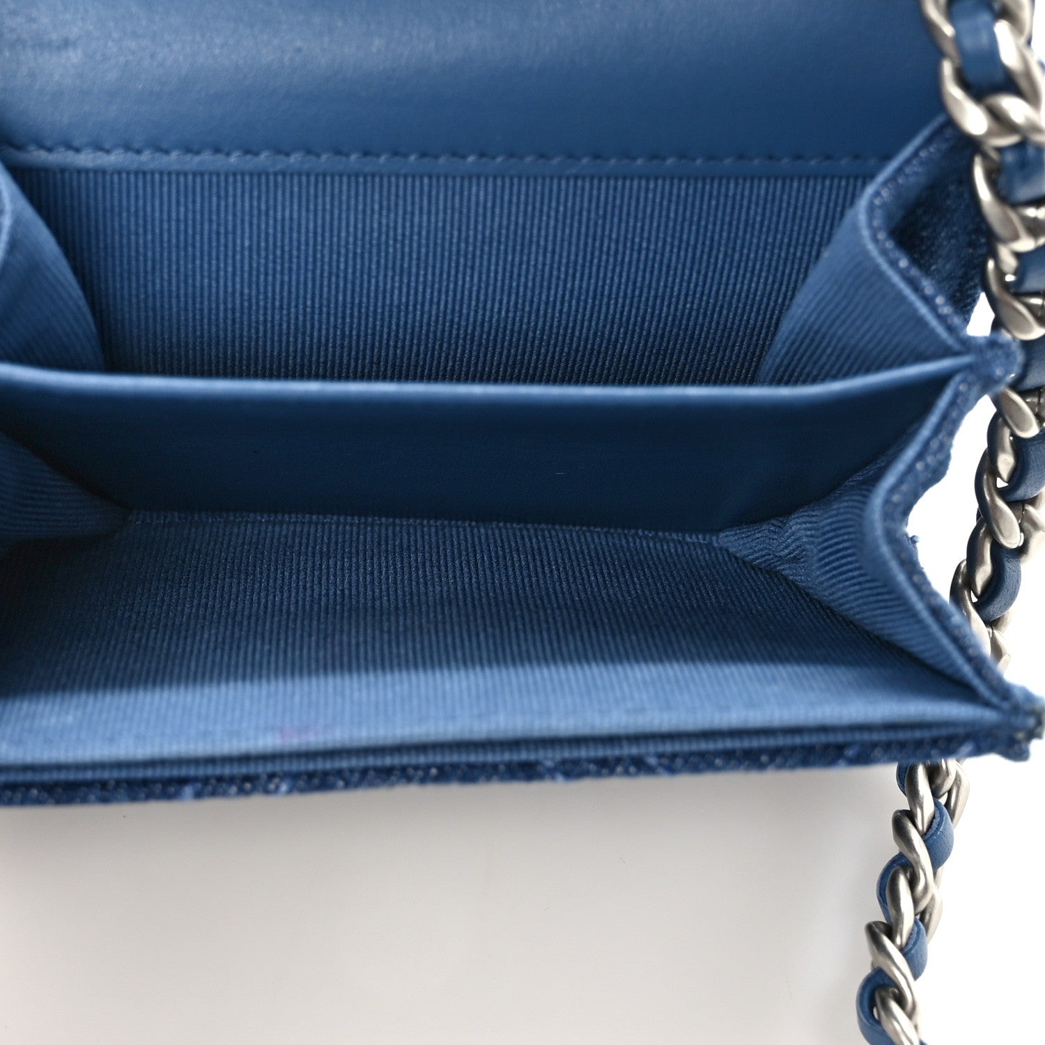 Chanel Denim Quilted Chanel 19 Flap Coin Purse With Chain Blue 5 of 9