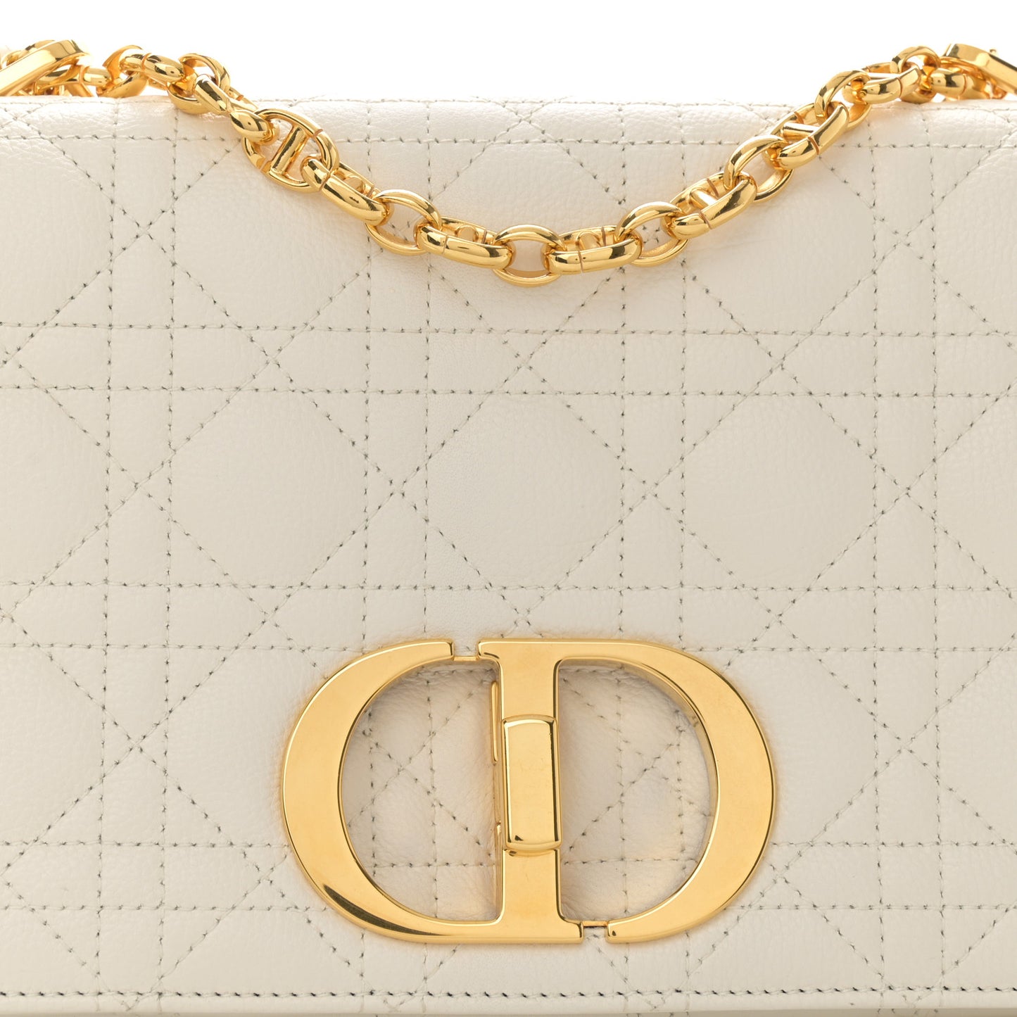 Supple Calfskin Cannage Medium Caro Bag Ivory