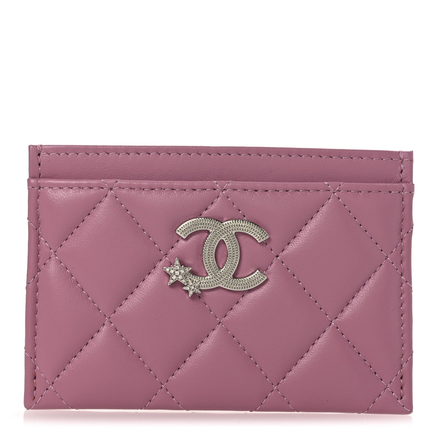 Chanel Lambskin Quilted Crystal Star Card Holder Pink 1 of 8
