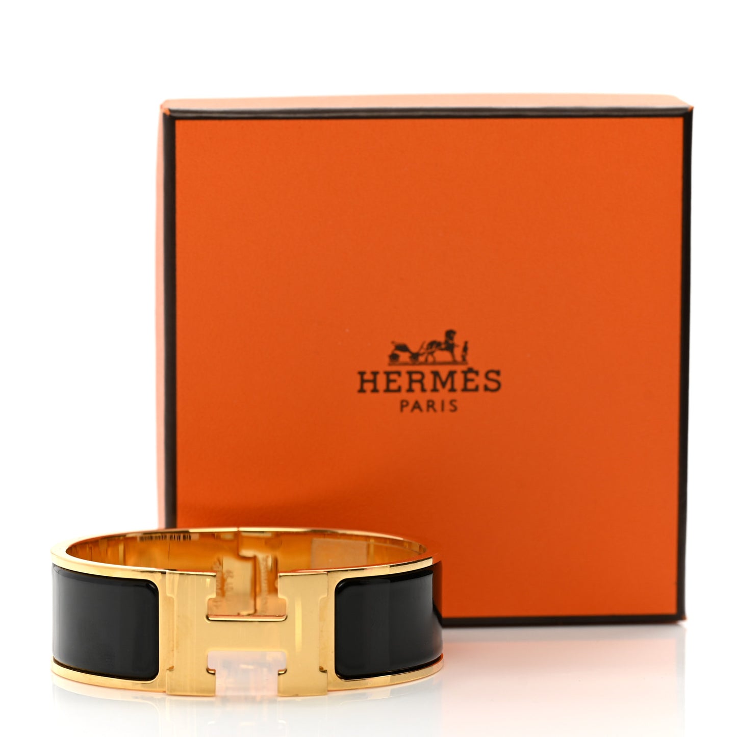 Enamel Wide Clic Clac H Bracelet PM Black