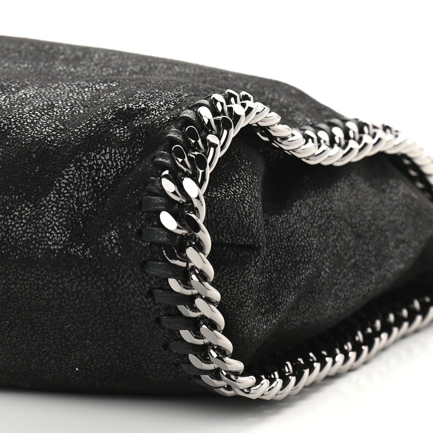 Embellished Shaggy Deer Small Falabella Fold Over Tote Black