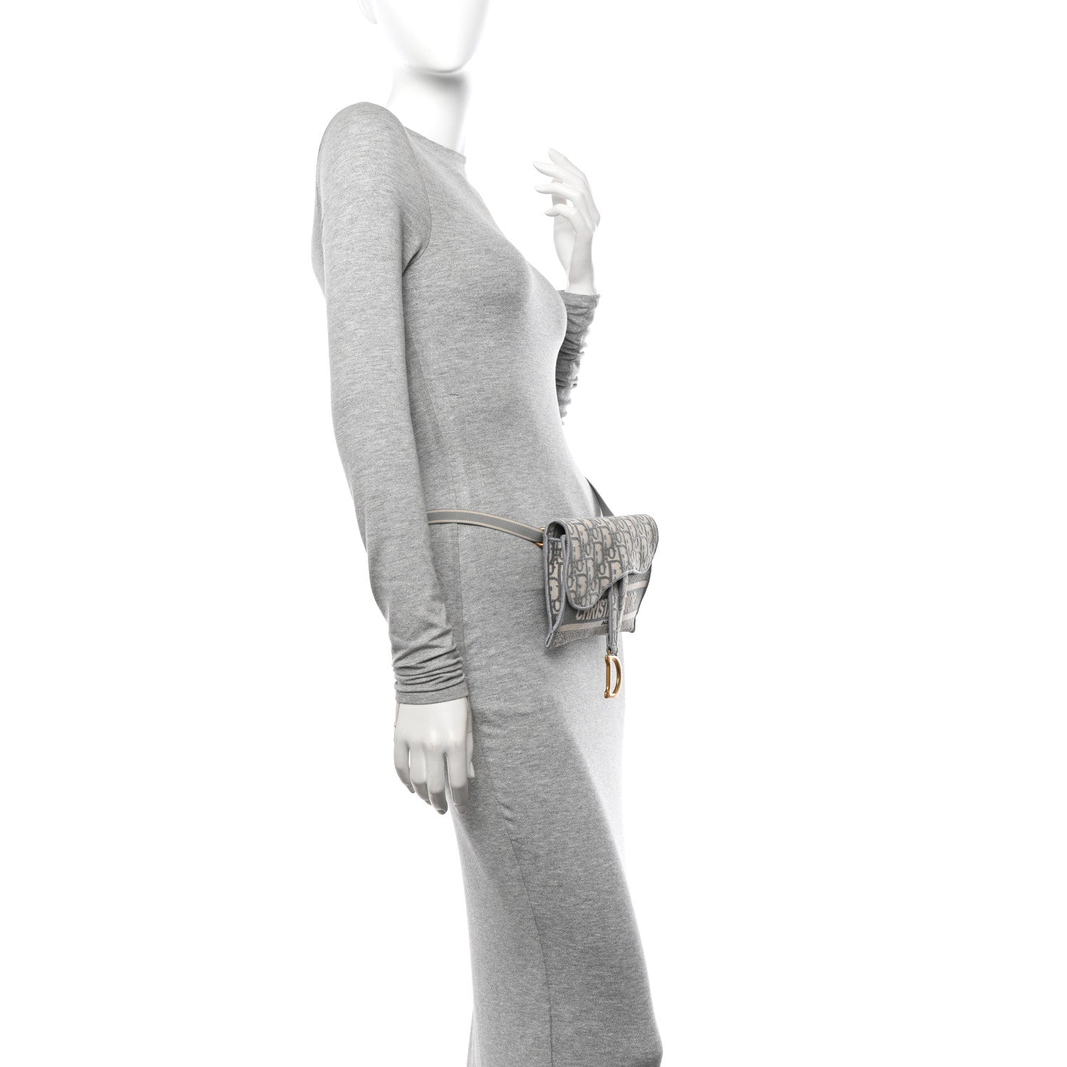 Christian Dior Oblique Slim Saddle Pouch Grey 2 of 11