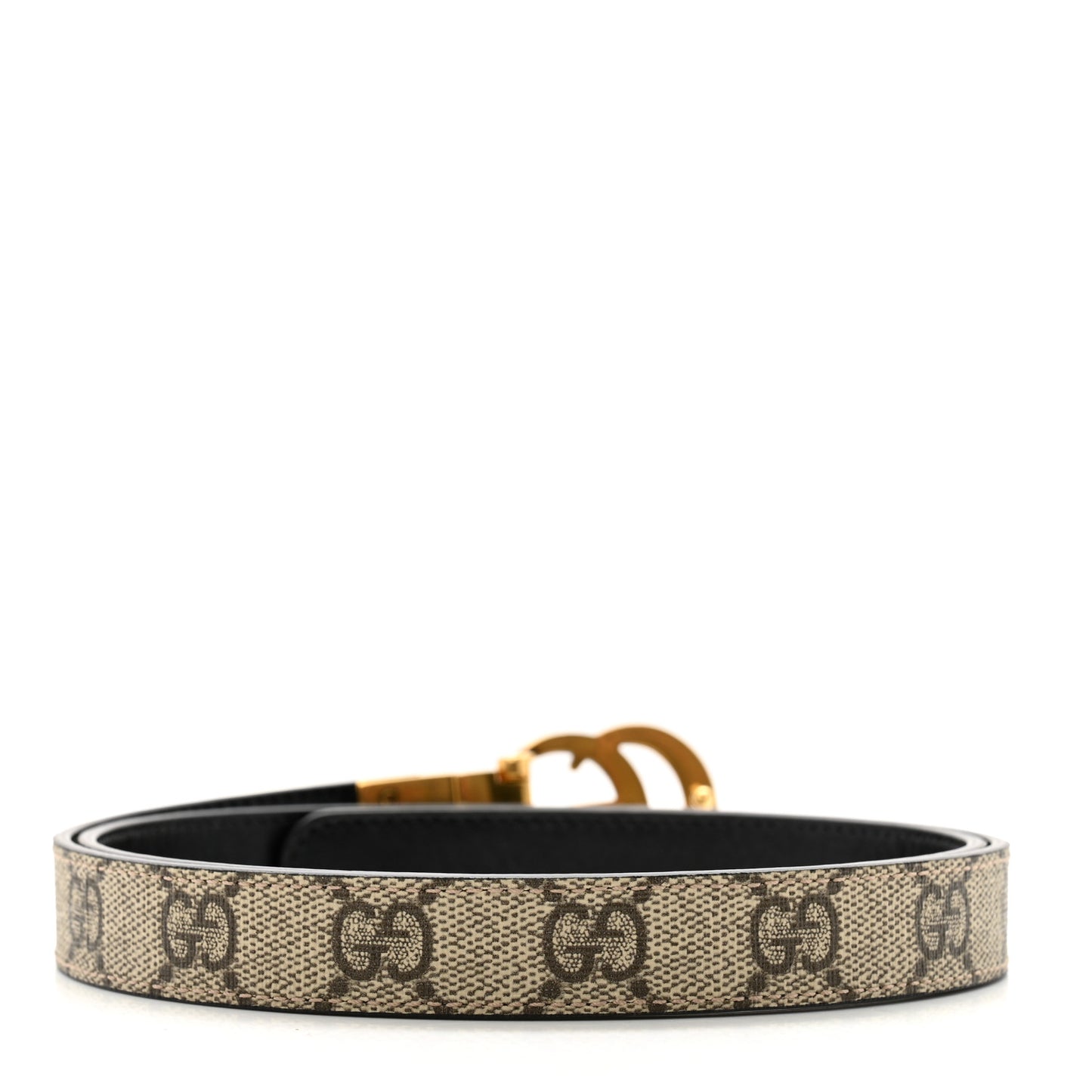 Calfskin GG Supreme Monogram Double G Reversible 20mm Belt 80 32 Beige Ebony Black