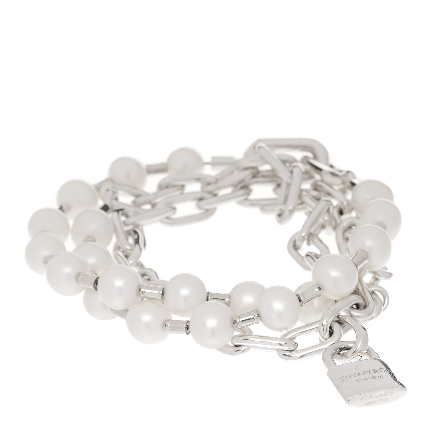 Sterling Silver Freshwater Cultured Pearl HardWear Lock Bracelet
