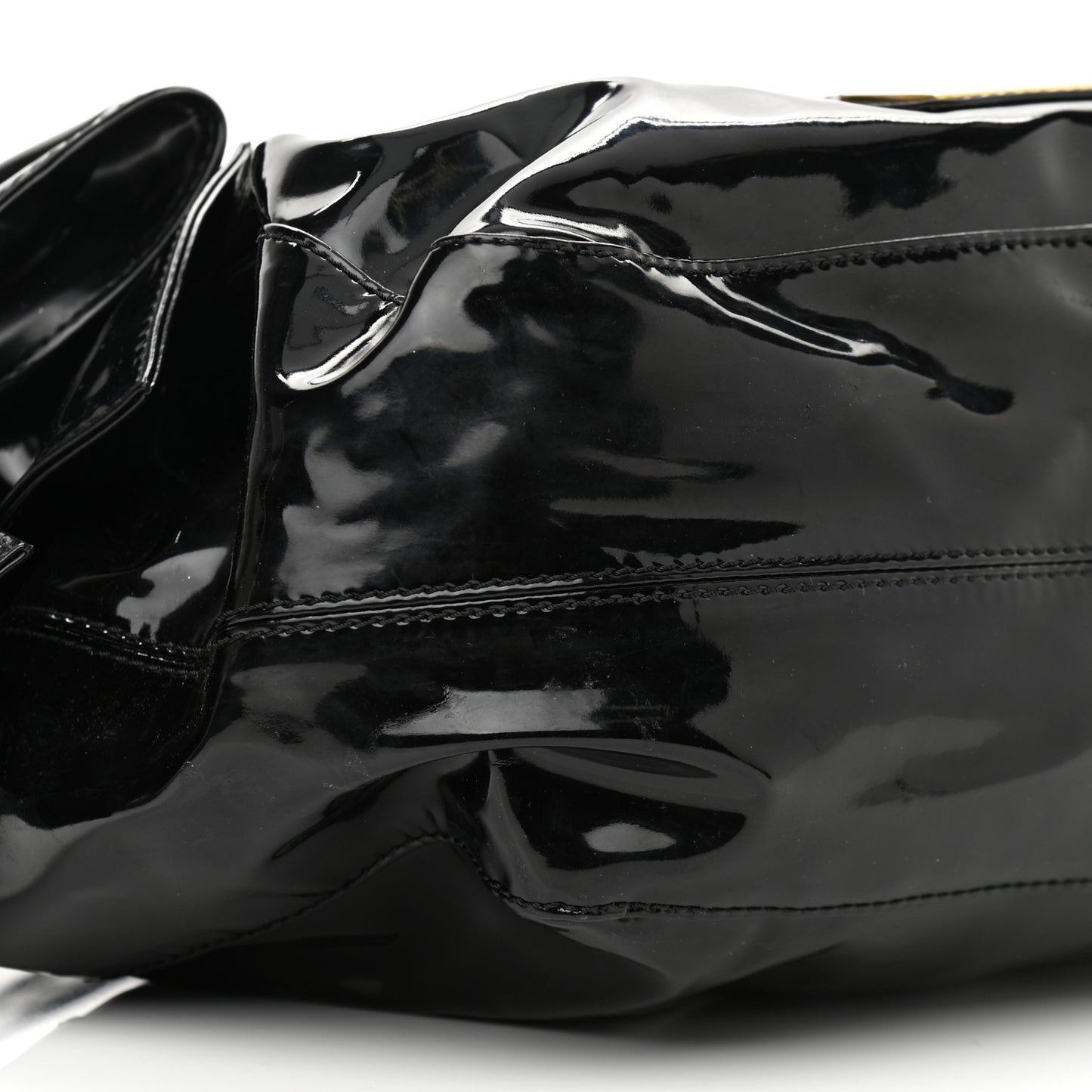 Patent Lacca Small Nuage Bow Hobo Black
