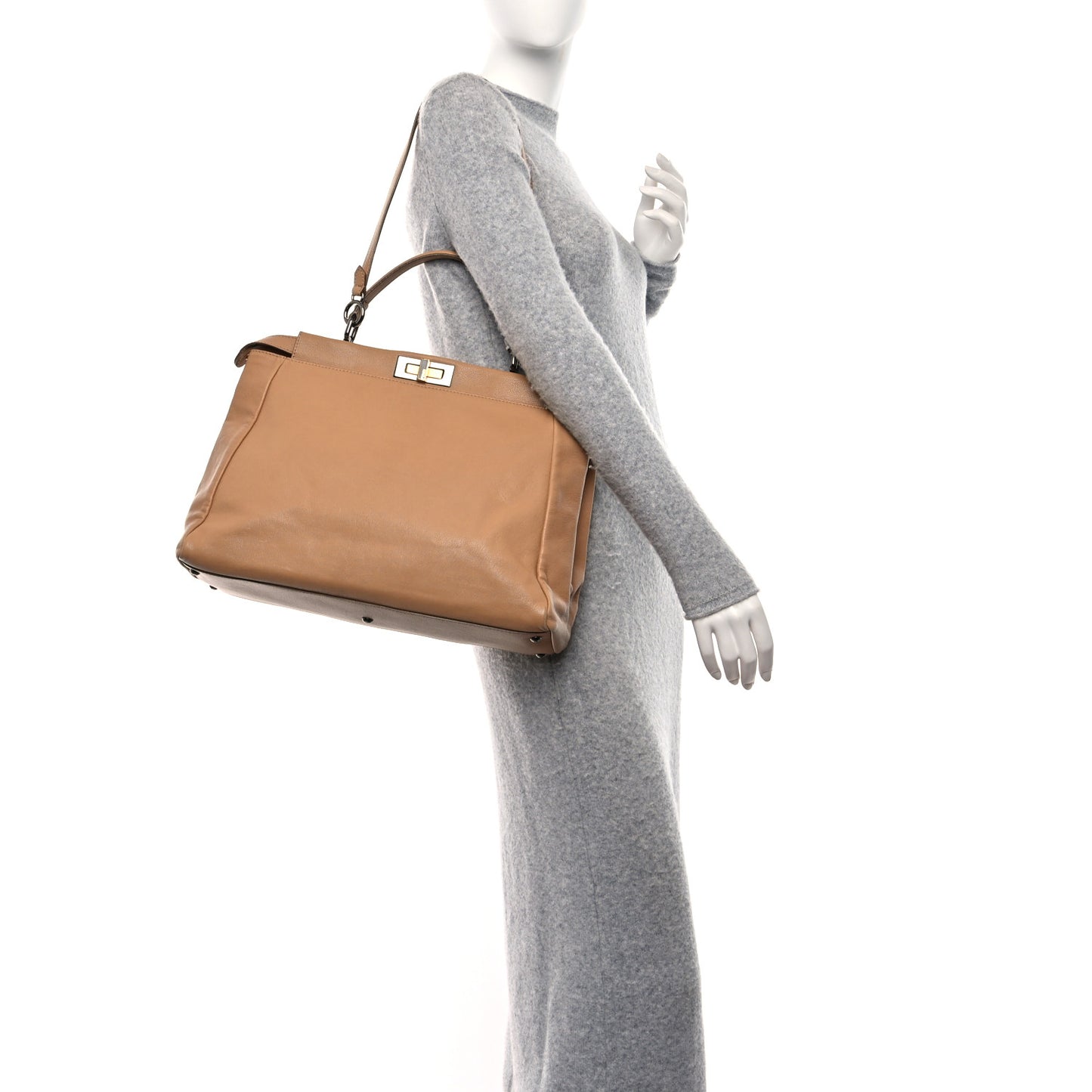 Goatskin Large Peekaboo Iconic Satchel Latte