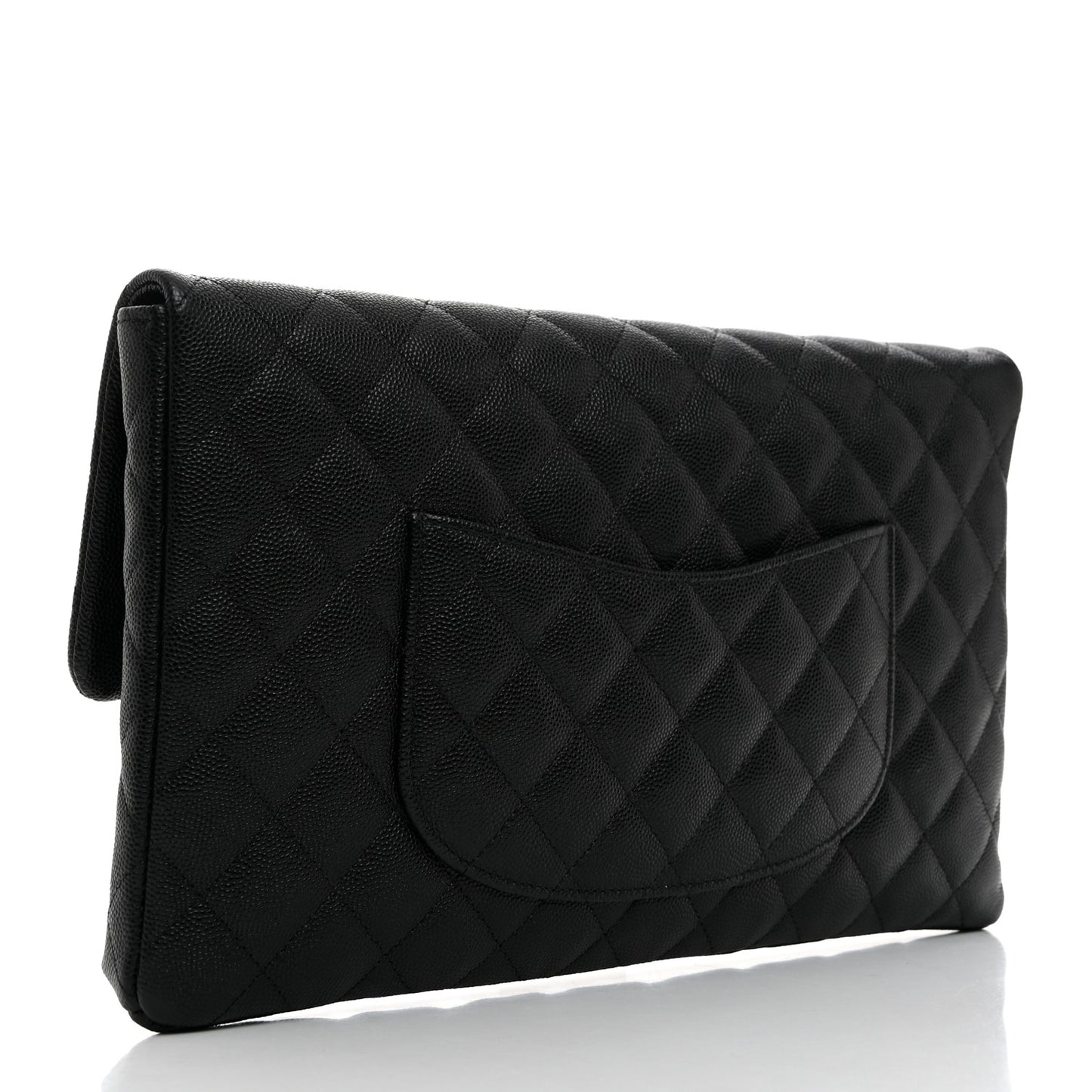 Caviar Quilted Flap Clutch Black