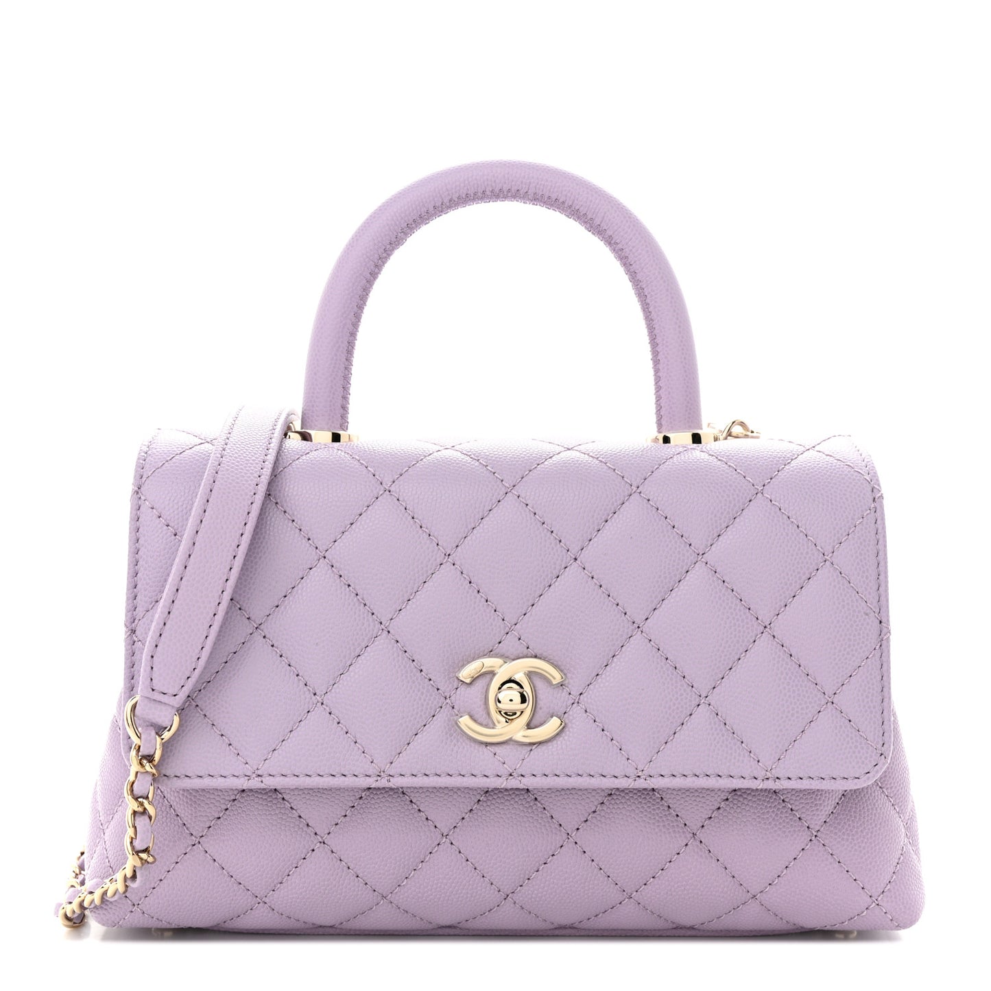 Caviar Quilted Mini Coco Handle Flap Light Purple