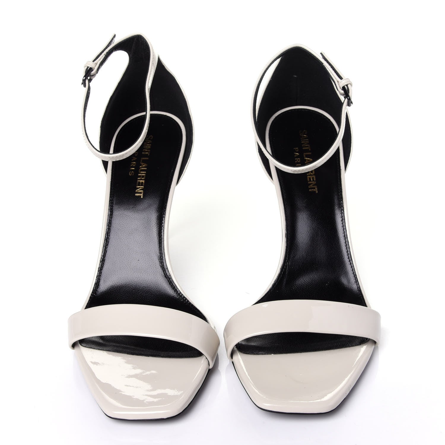 Saint Laurent Patent Calfskin Amber 85 Ankle Strap Sandals 39.5 Neutro 5 of 11