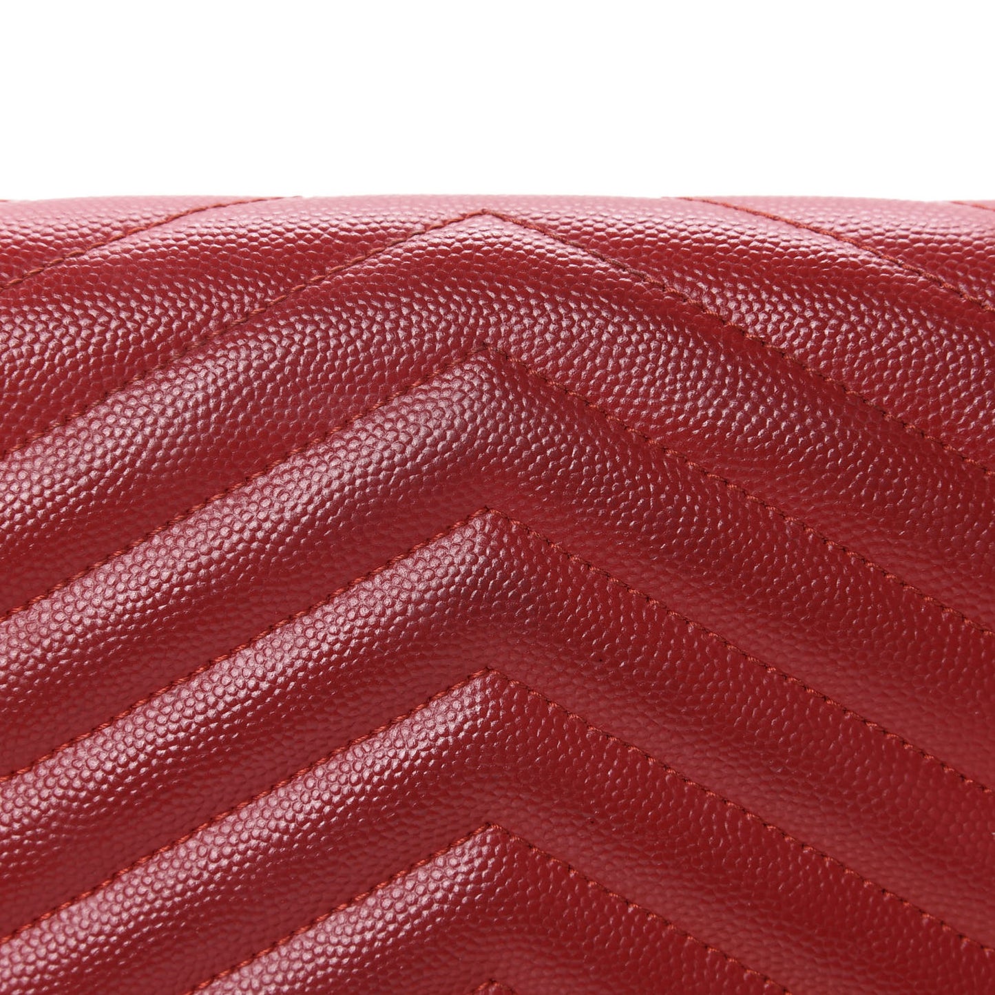 Grain De Poudre Matelasse Chevron Monogram Chain Wallet Red