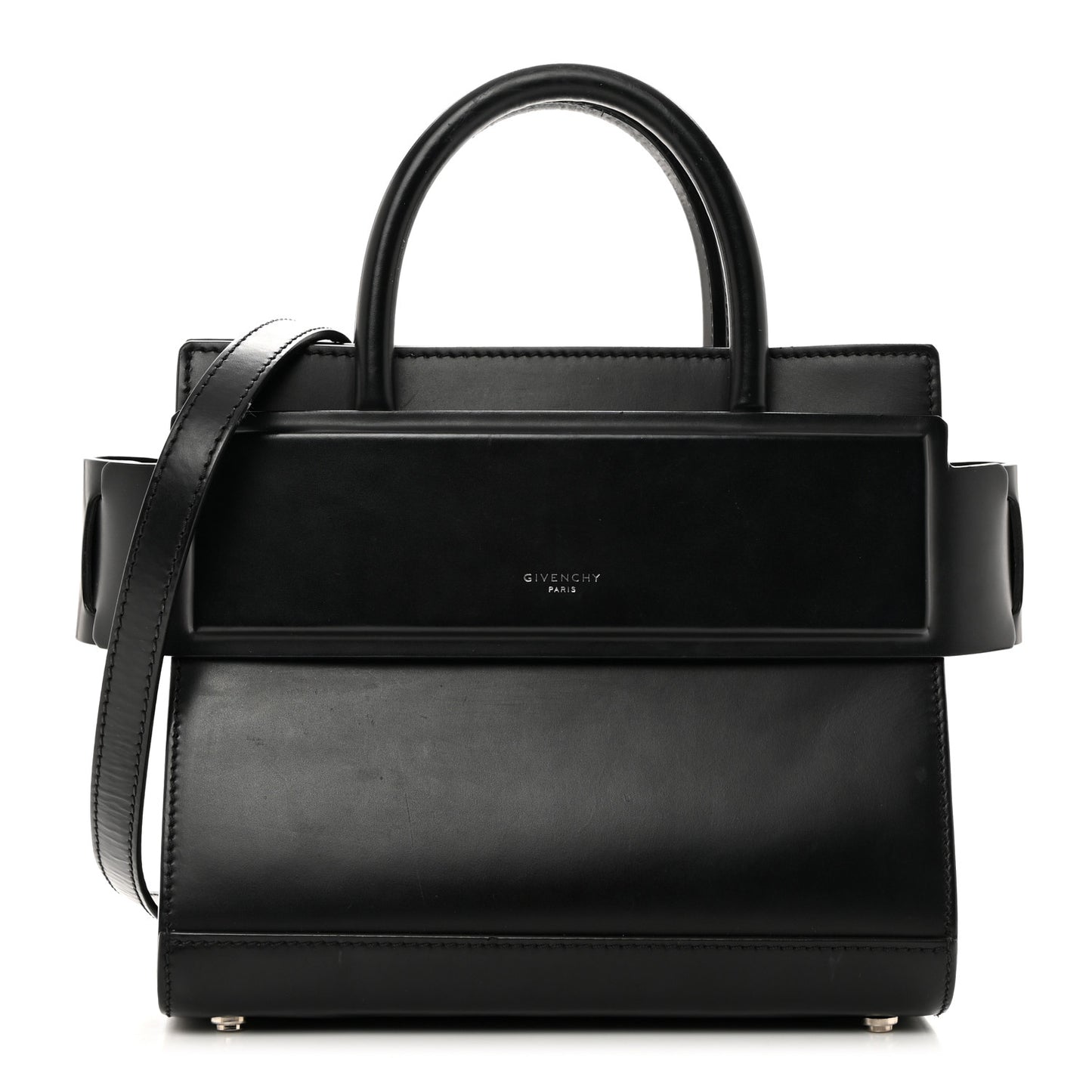 Smooth Calfskin Mini Horizon Satchel Black