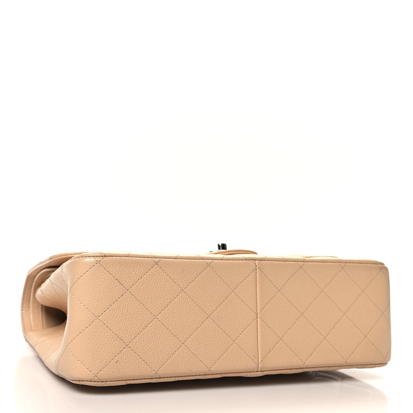 Caviar Quilted Jumbo Double Flap Beige Clair