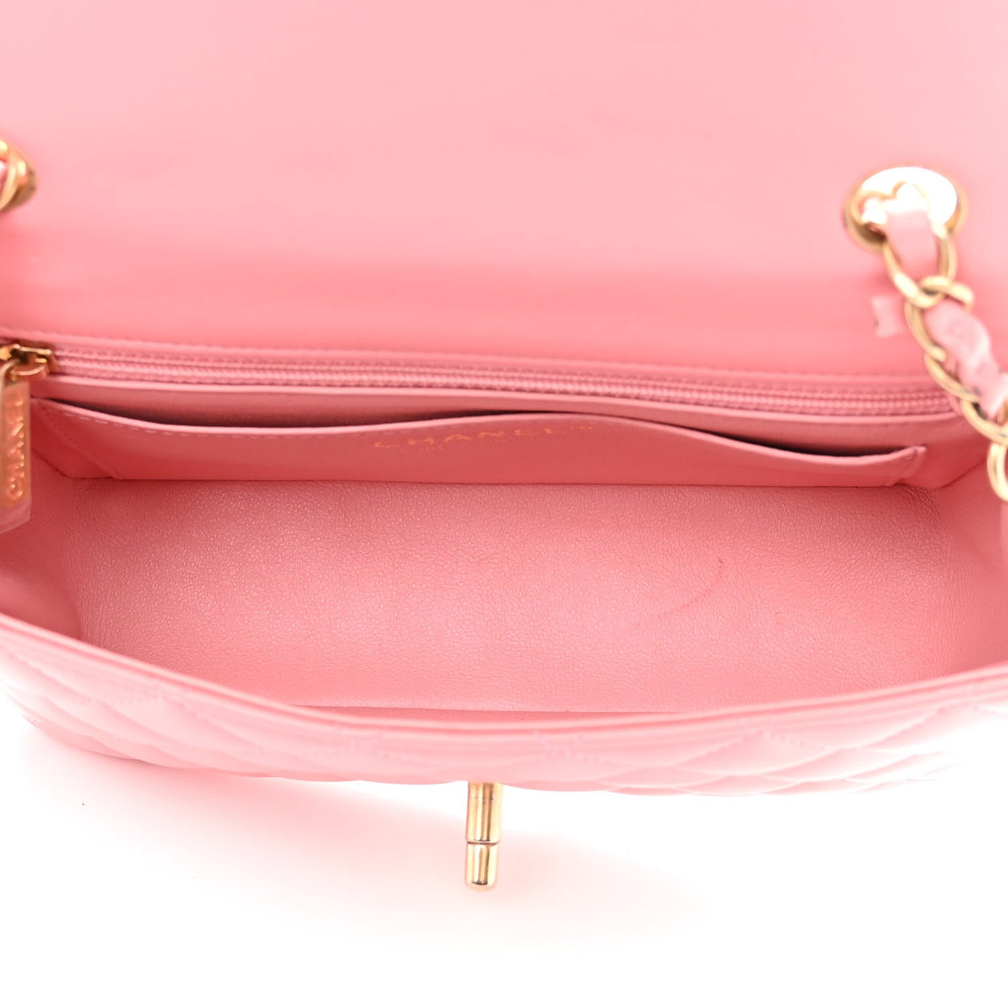 Lambskin Quilted Mini Rectangular Flap Pink