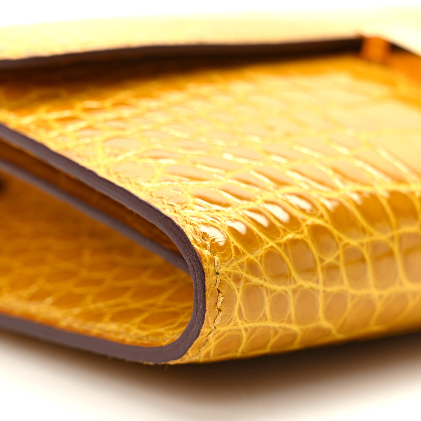 Shiny Alligator Constance Long Wallet Curry