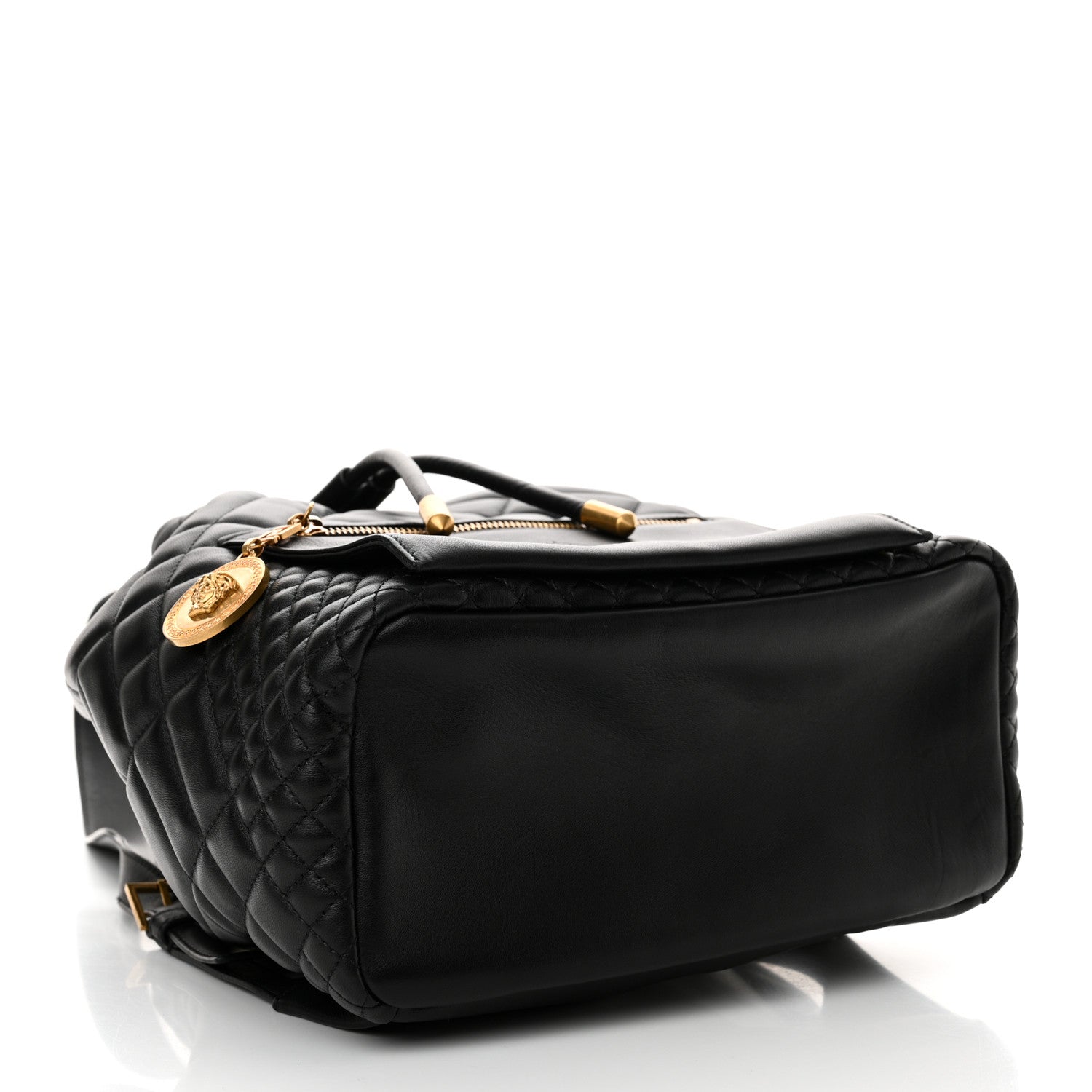 Versace Calfskin Quilted Medusa Tribute Drawstring Backpack Black 4 of 10