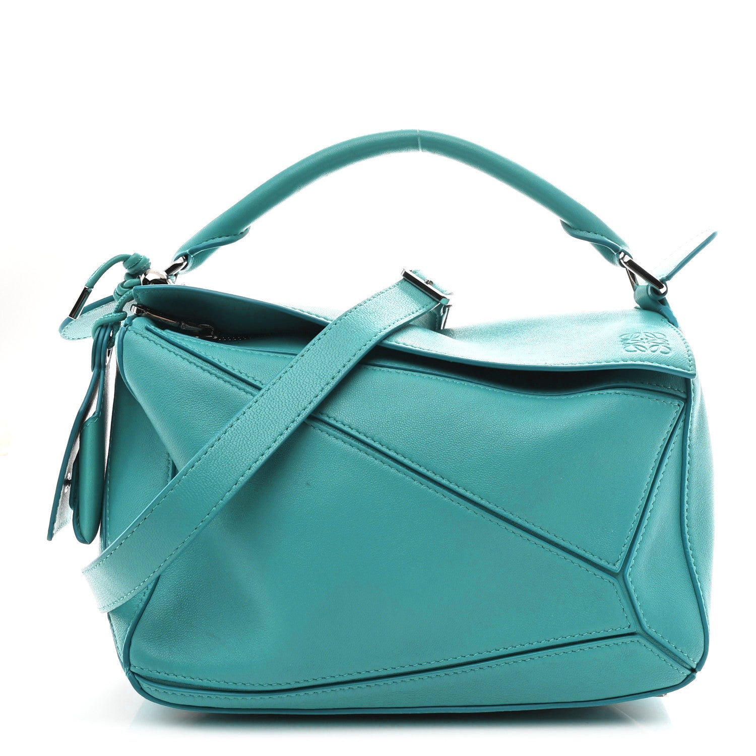 Loewe Nappa Lambskin Small Featherlight Puzzle Bag Aquamarine